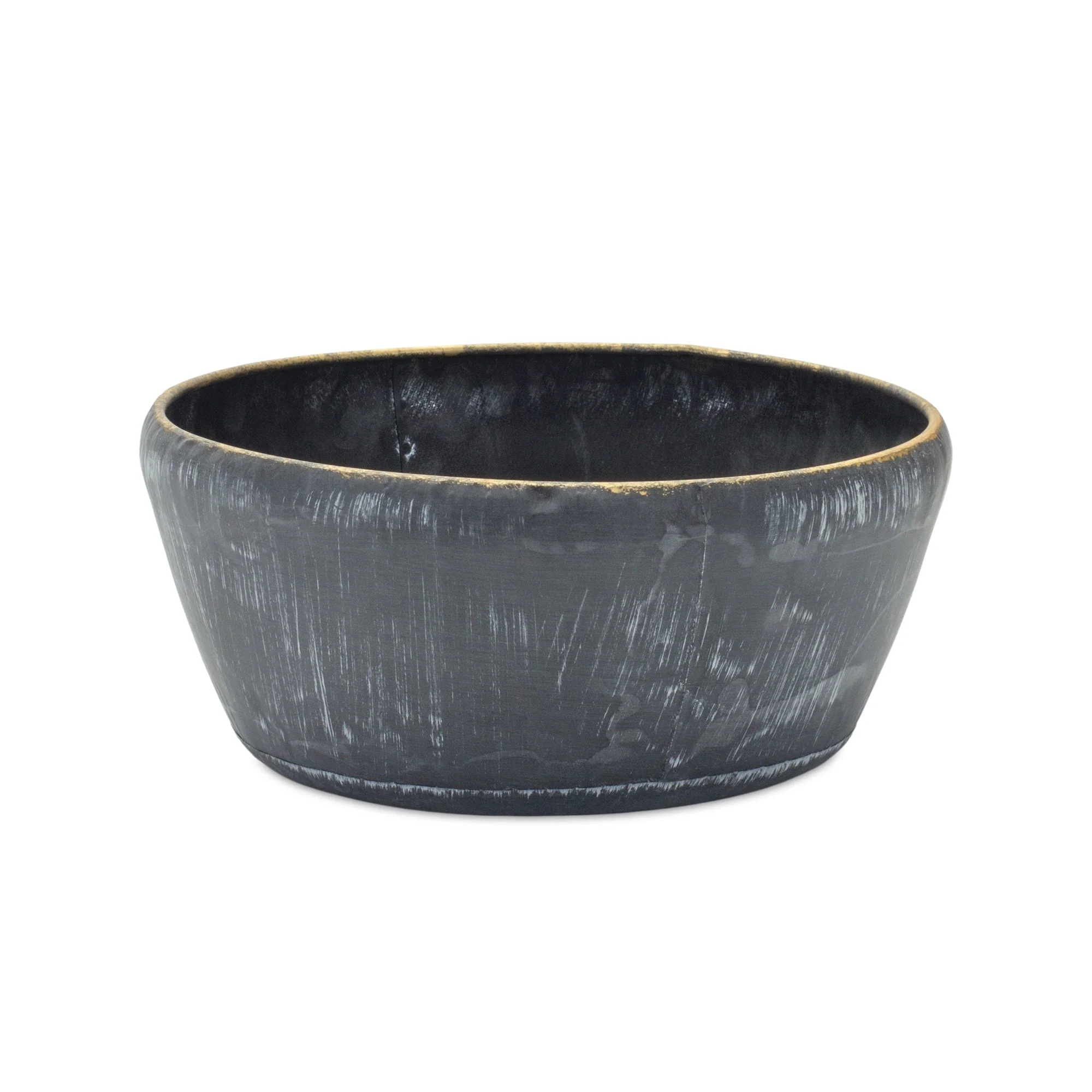 Round Distressed Metal Planter with Gold Accent (Set of 2) - Image 3
