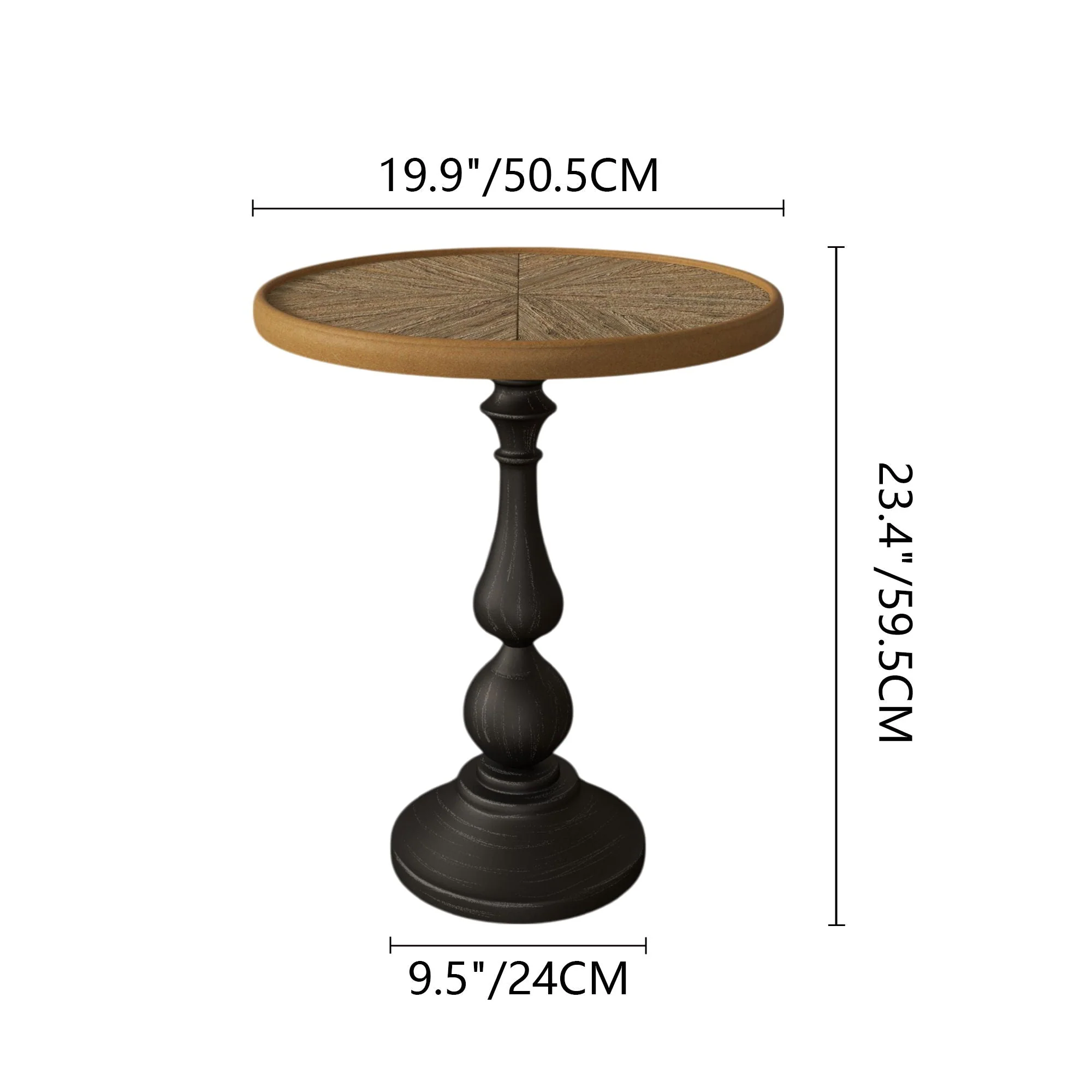 Round End Table With Pedestal Base - Natural Wood - Image 4