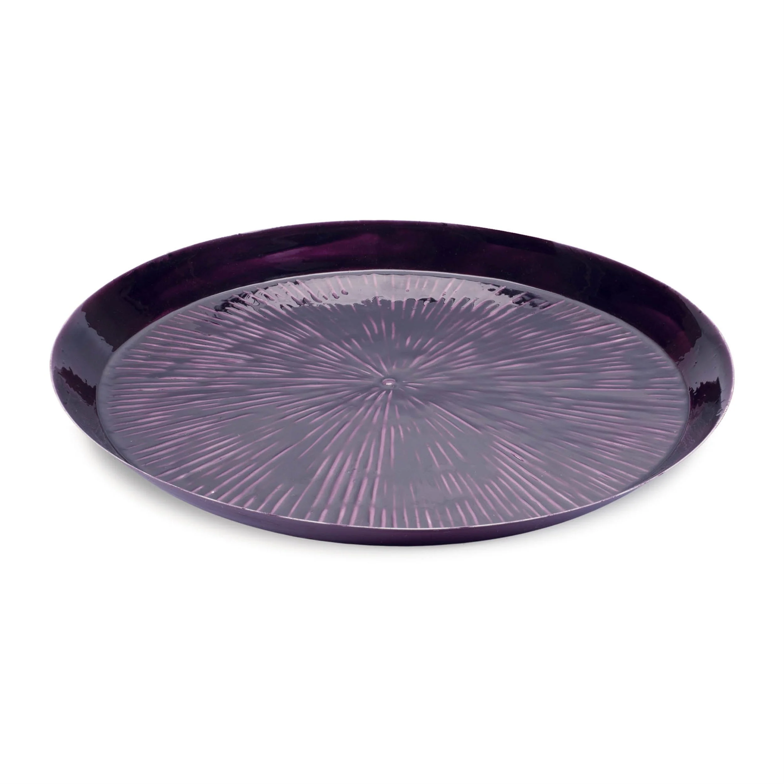 Round Etched Metal Tray 13.5"D - Image 5
