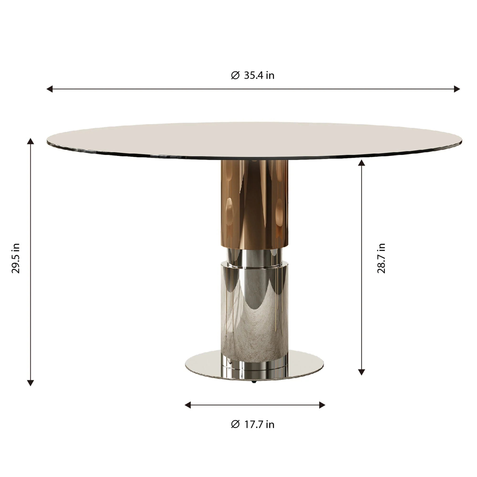Round Glass Dining Table, Suitable For 2 - 4 People - Brown - Image 2