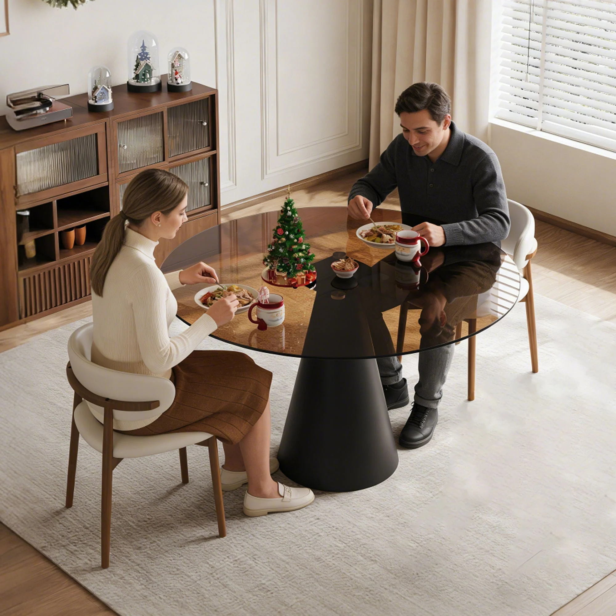 Round Glass Dining Table With Chairs - Image 3