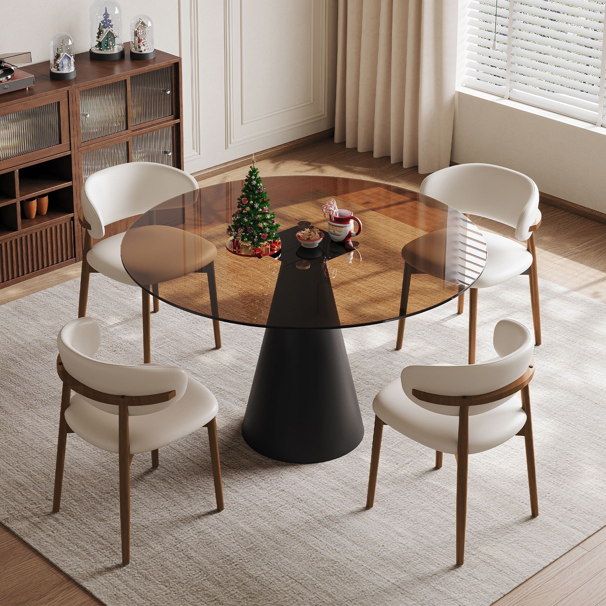 Round Glass Dining Table With Chairs - Image 5