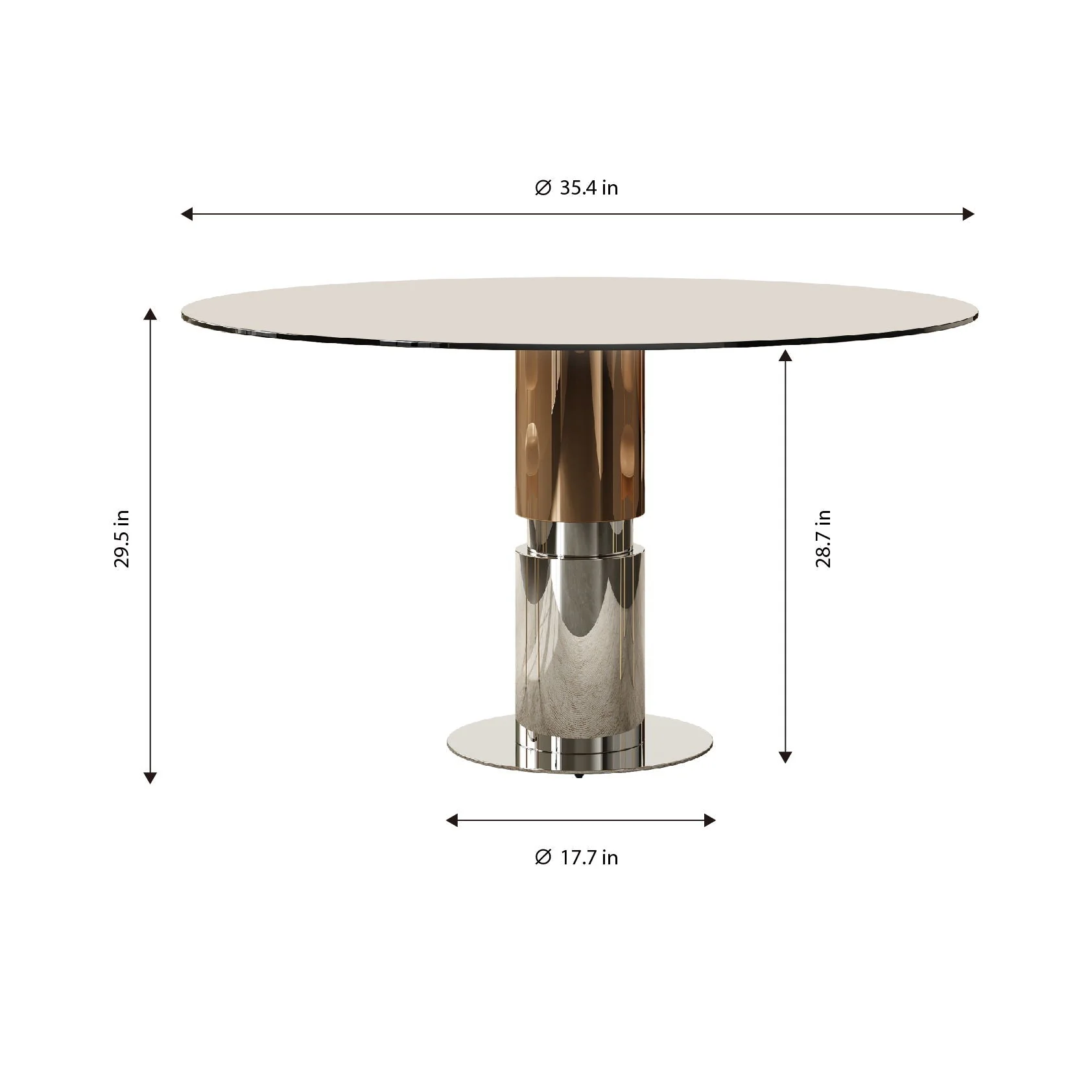 Round Glass Dining Table With Stainless Steel Legs And Chairs - Image 4