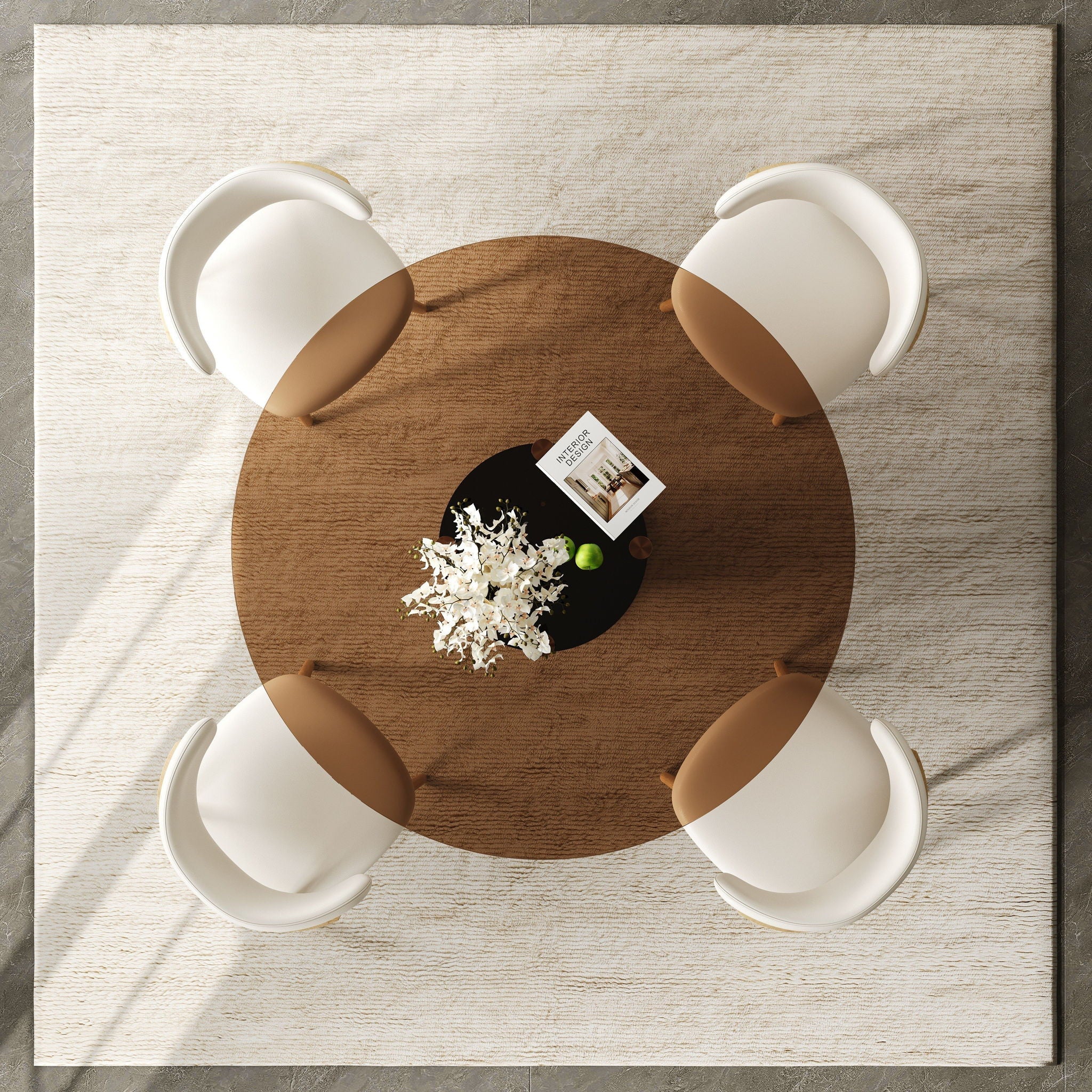 Round Glass Dining Table With Stainless Steel Legs And Chairs - Image 6