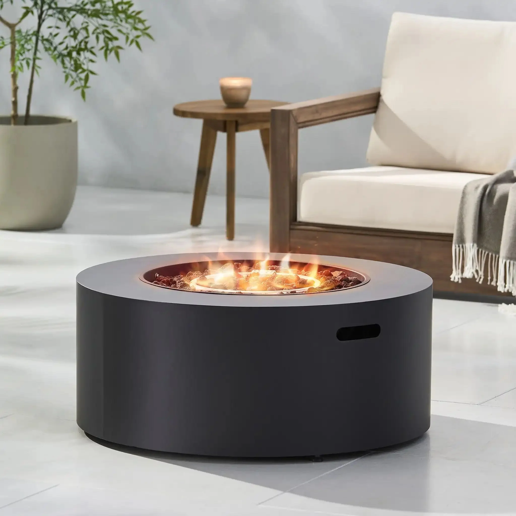 Round Iron Fire Pit With 40,000 BTU - Image 7
