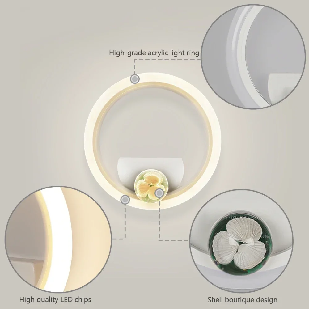 Round LED Wall Light Modern Aluminum Bedside Lamp for Bedroom Hallway - Image 4