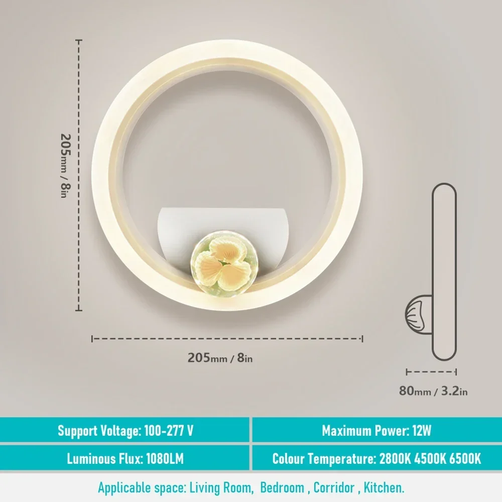 Round LED Wall Light Modern Aluminum Bedside Lamp for Bedroom Hallway - Image 5