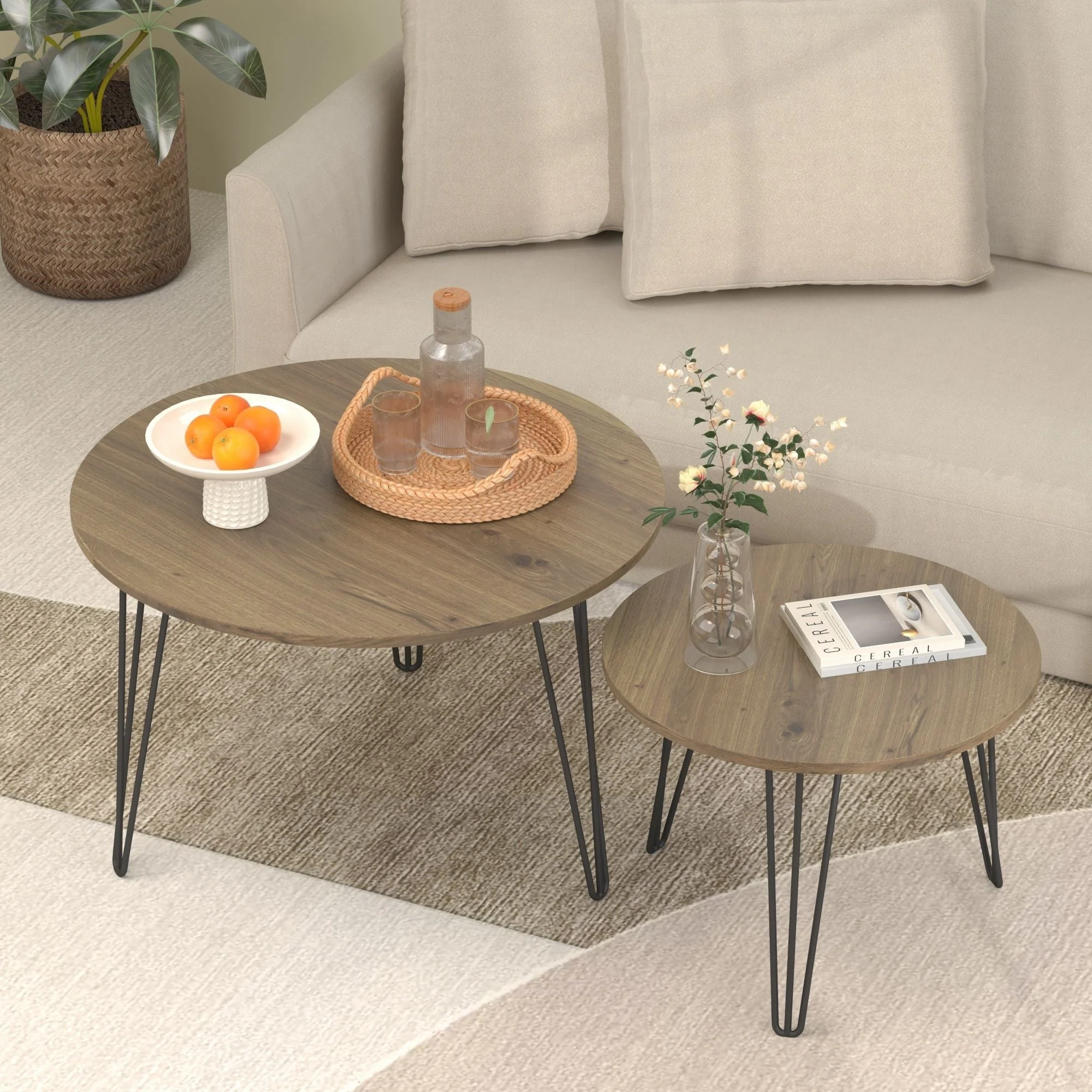 Round Nesting Coffee Table For Living Room (Set of 2) - Image 12