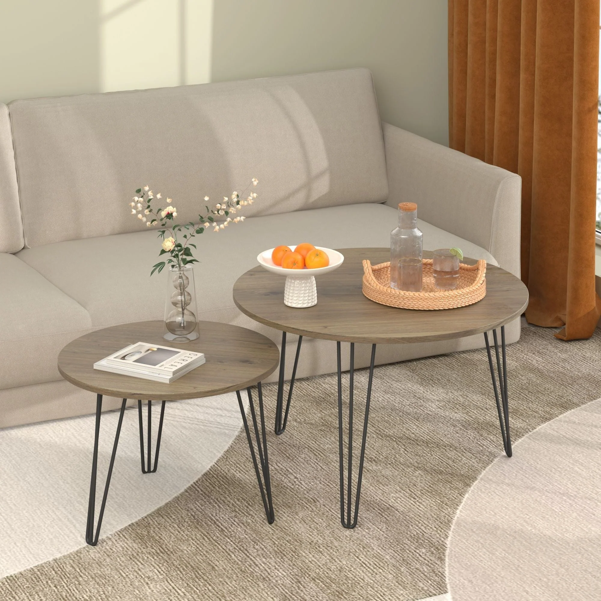 Round Nesting Coffee Table For Living Room (Set of 2) - Image 4