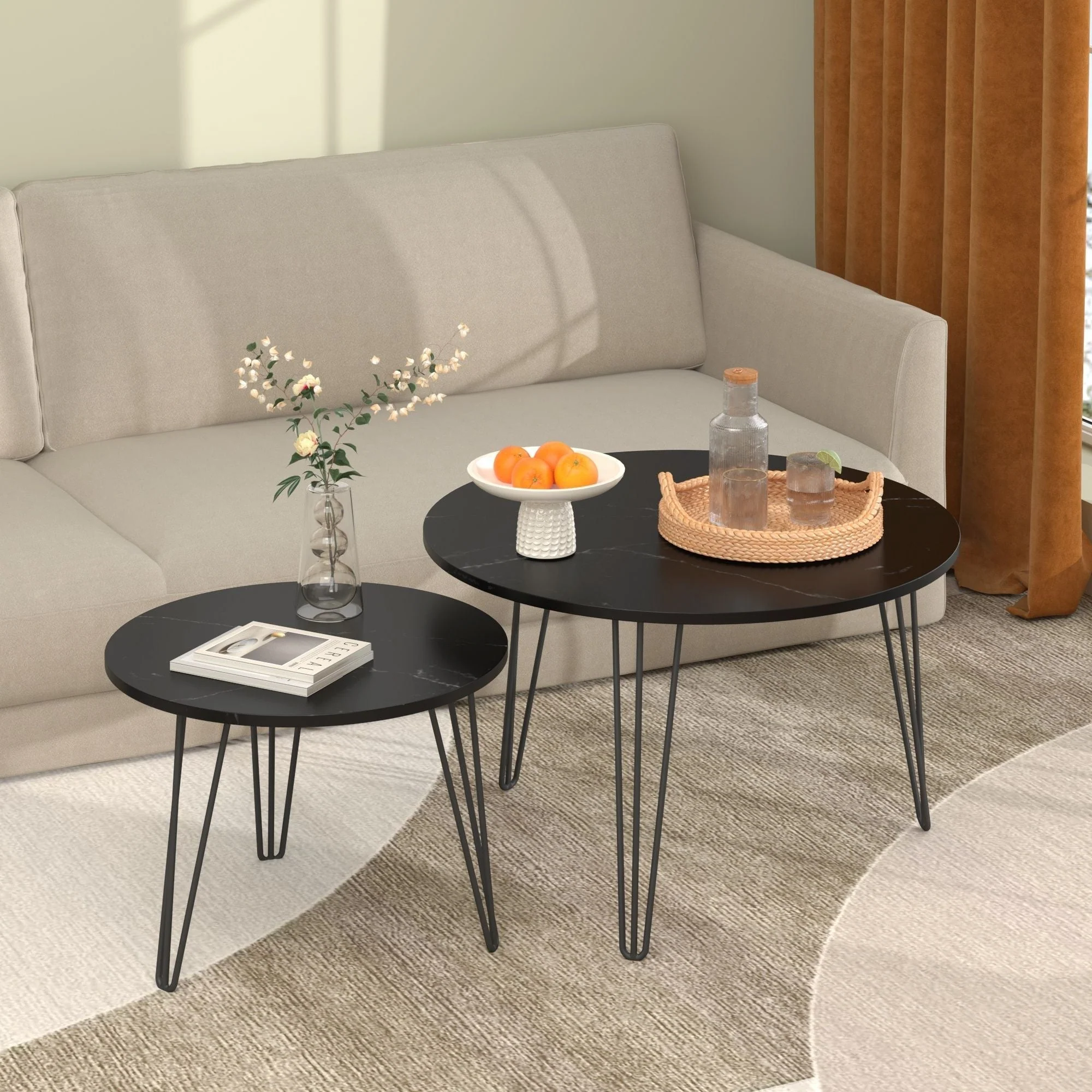 Round Nesting Coffee Table For Living Room (Set of 2) - Image 7