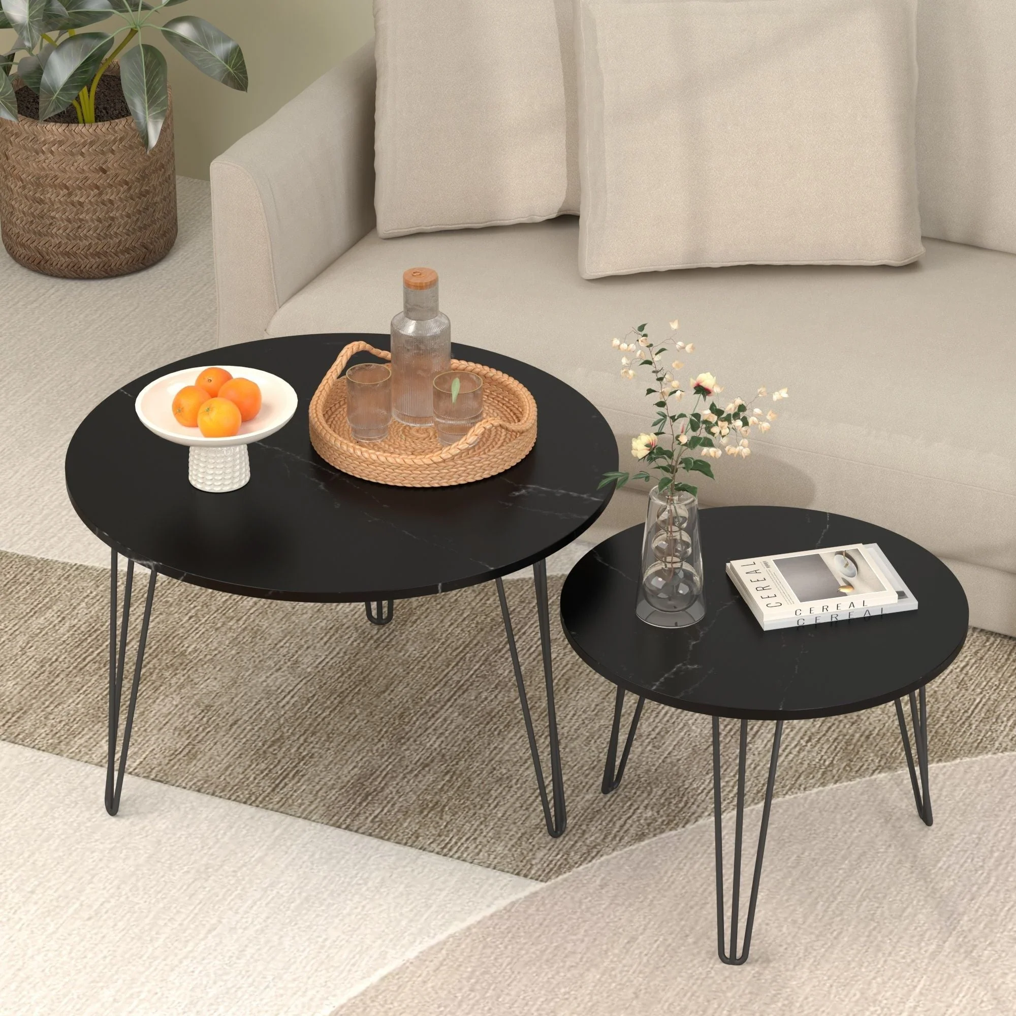 Round Nesting Coffee Table For Living Room (Set of 2) - Image 8
