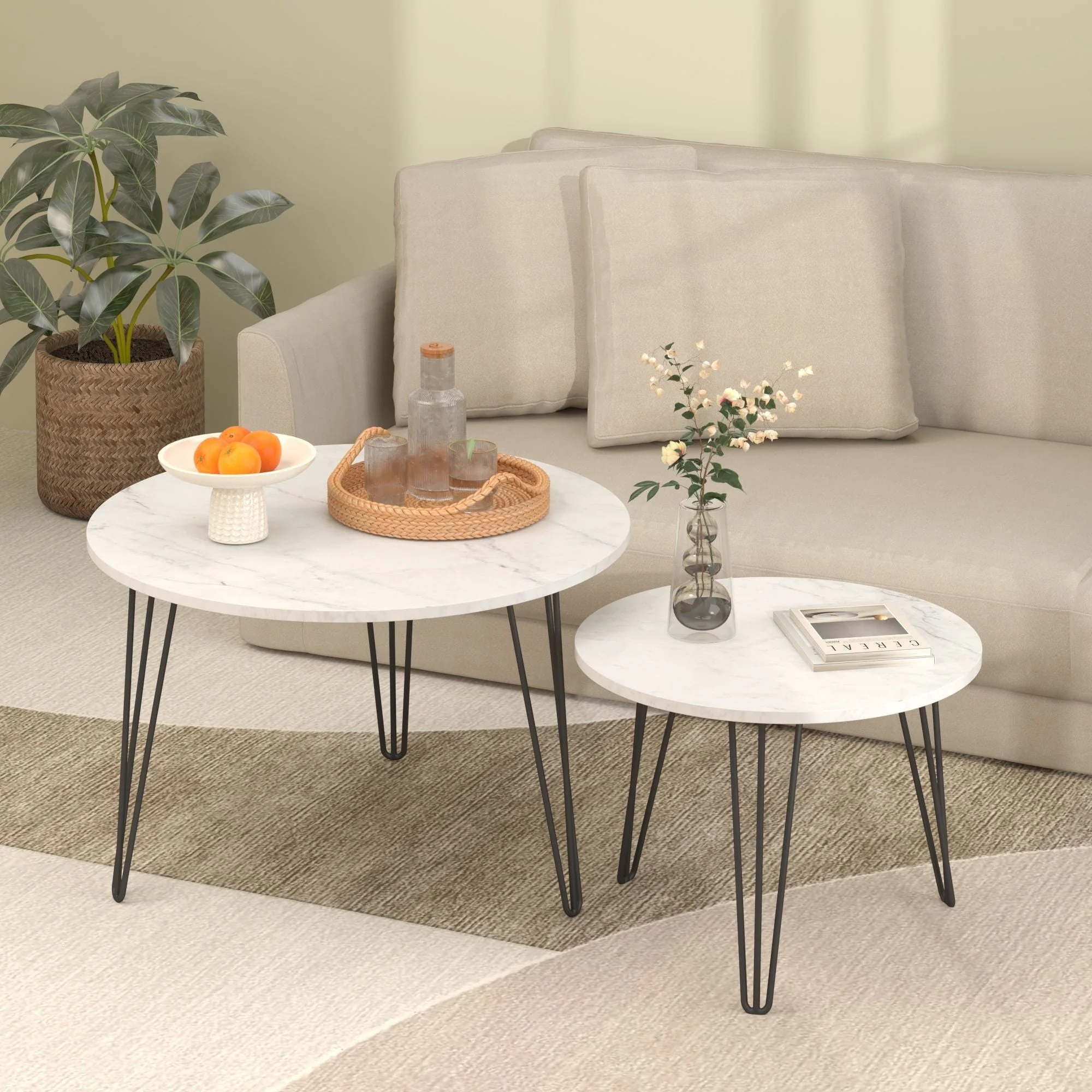 Round Nesting Coffee Table For Living Room (Set of 2) - Image 9