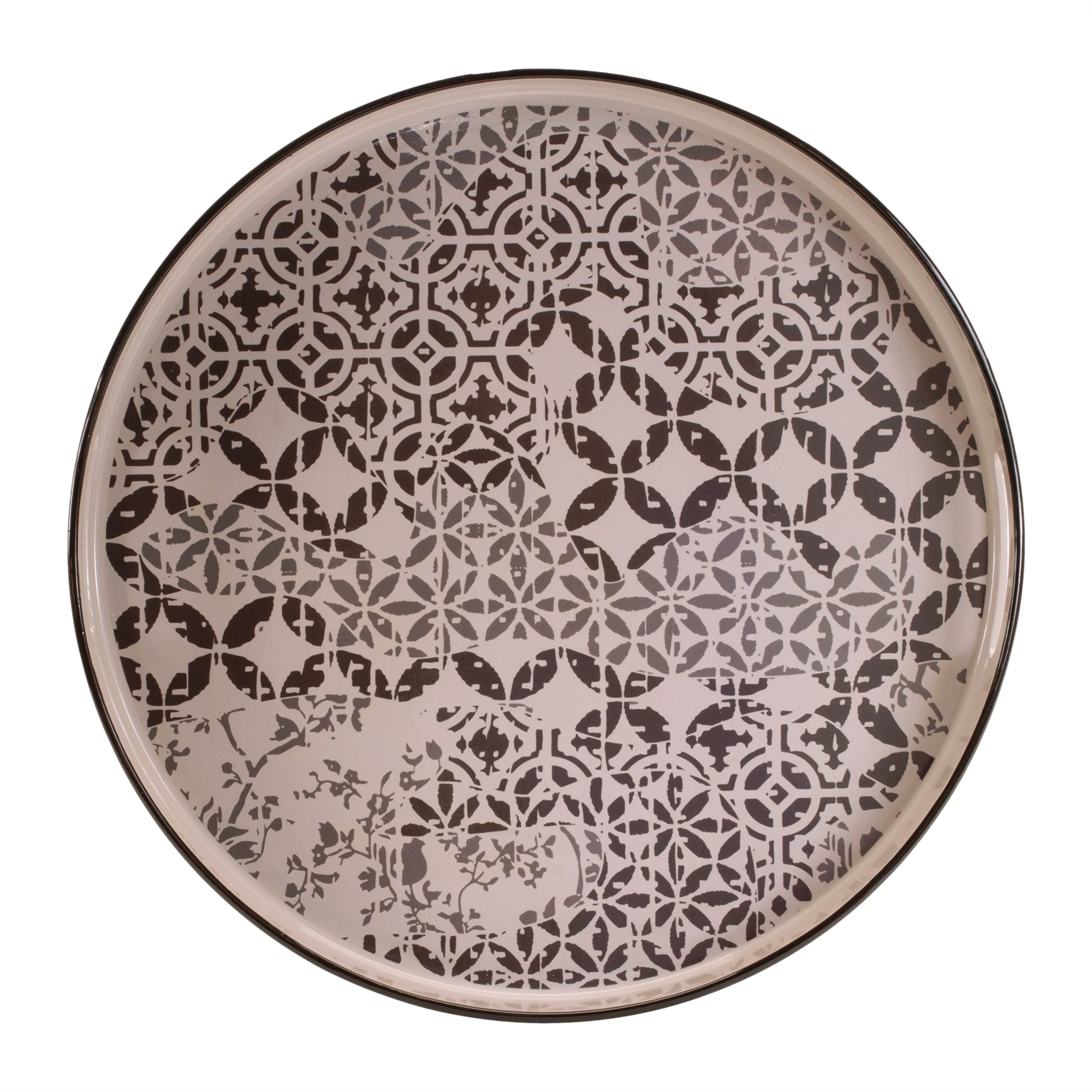 Round Ornate Geometric Print Tray 17.5"D - Image 2