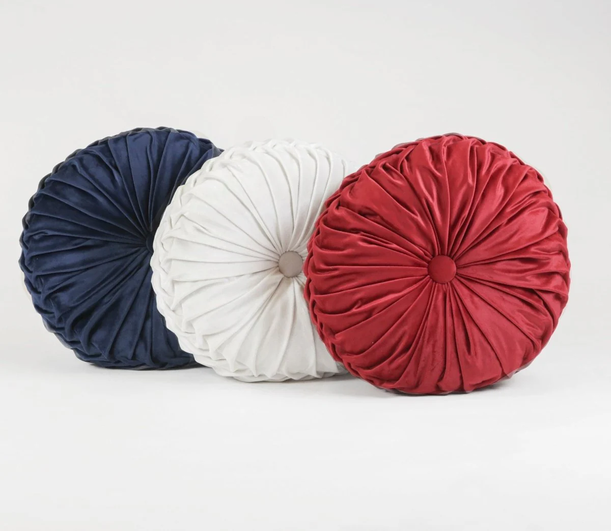 Round Pleated Soft Velvet Throw Pillow - Image 23