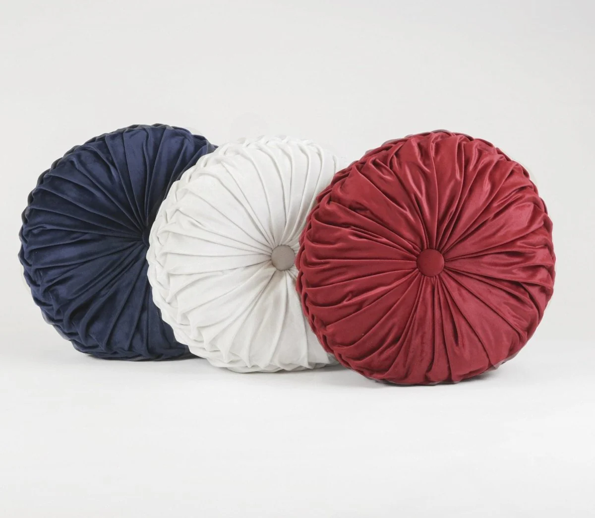 Round Pleated Soft Velvet Throw Pillow - Image 25