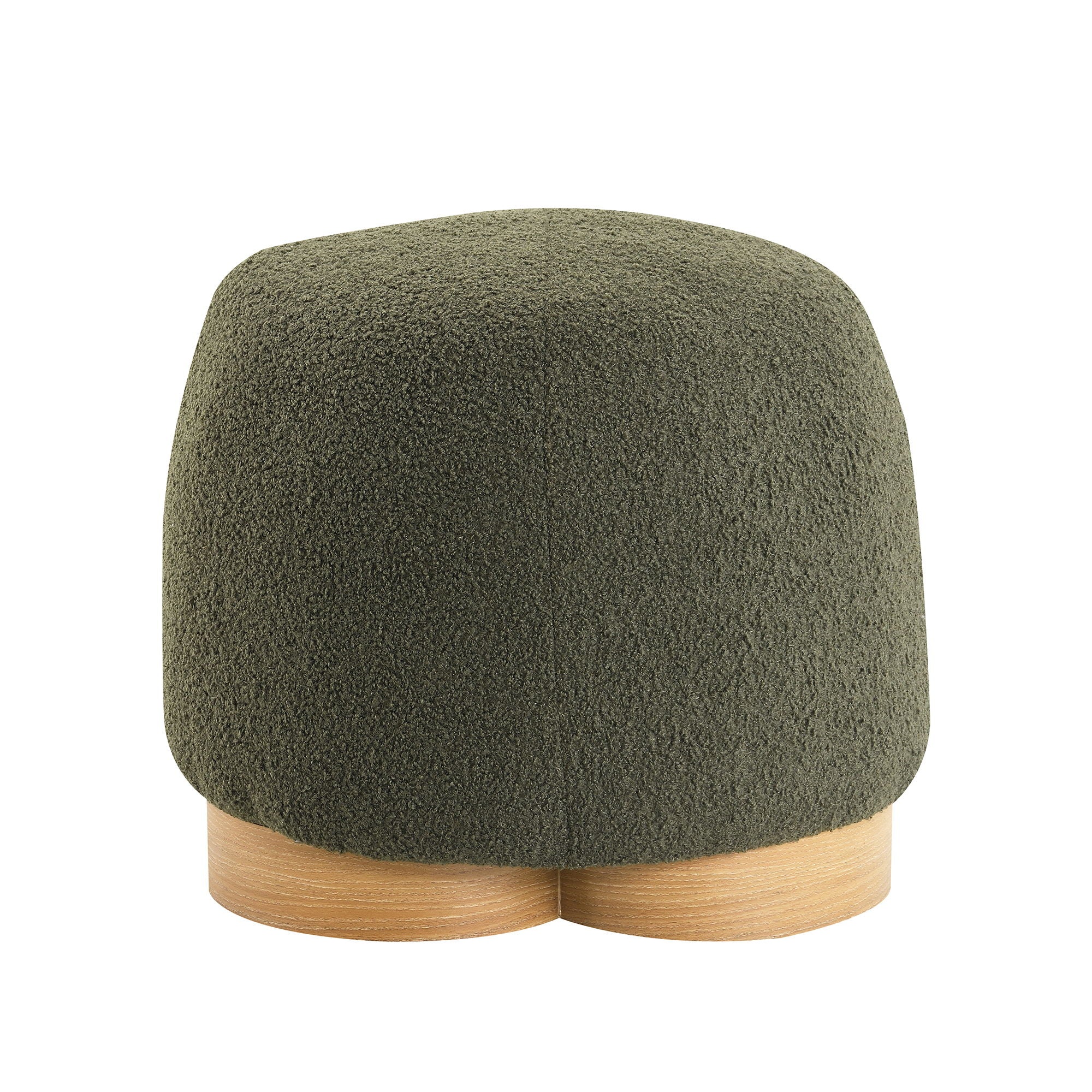 Round Soft Teddy Fabric Upholstered Ottoman With Metal Accents - Image 2