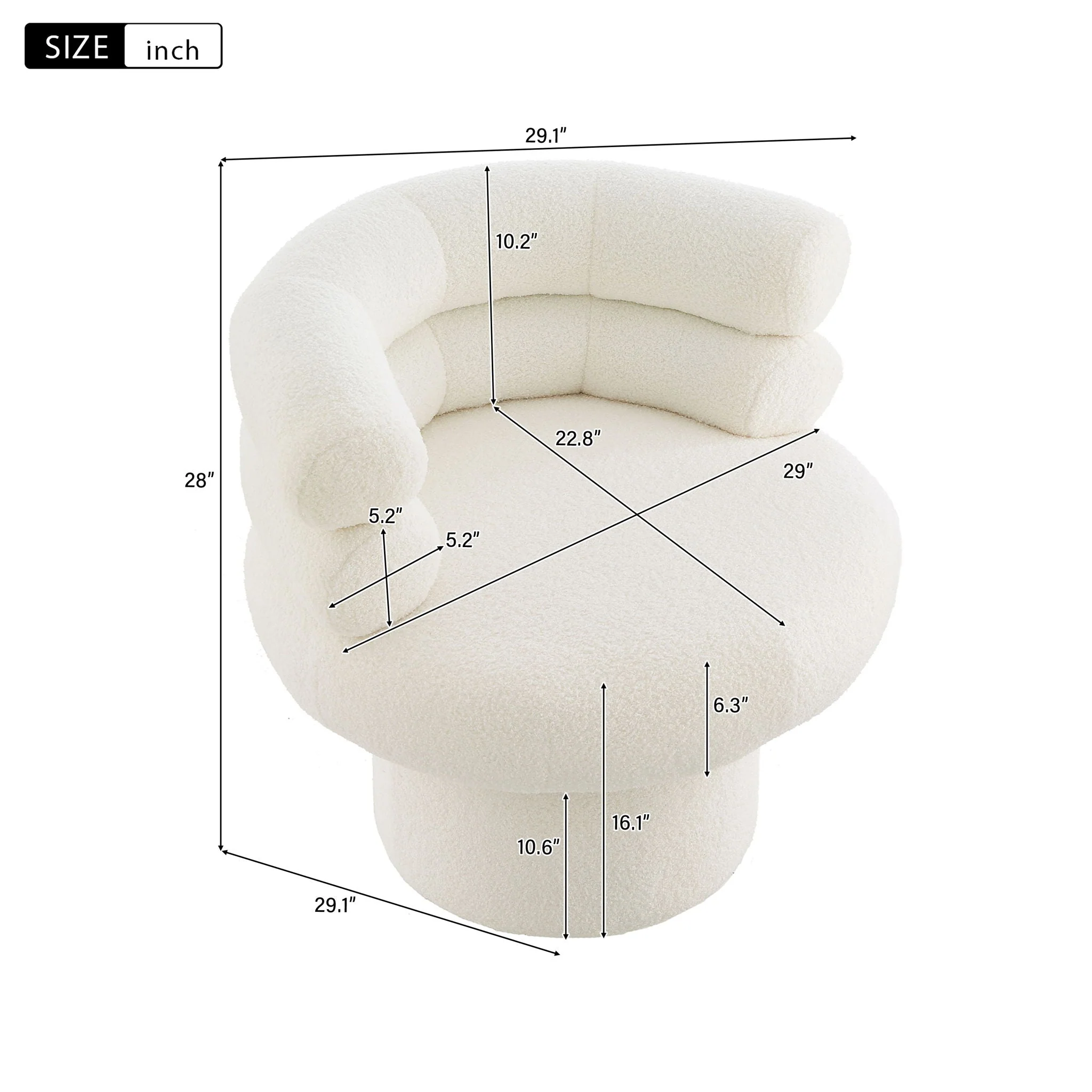 Round Swivel Accent Chair For Living Room - Image 3