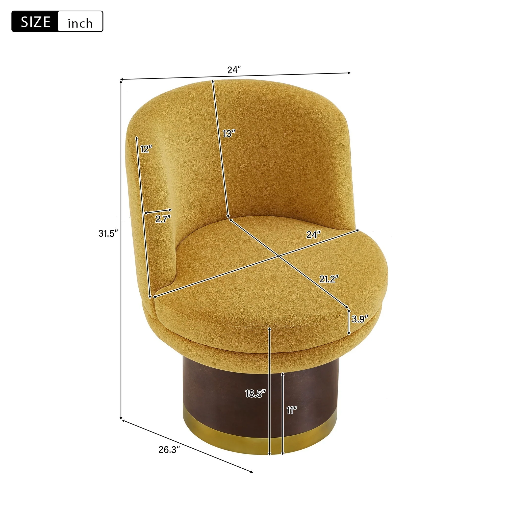 Round Swivel Accent Chair With Ergonomic Backrest For Living Room - Image 5