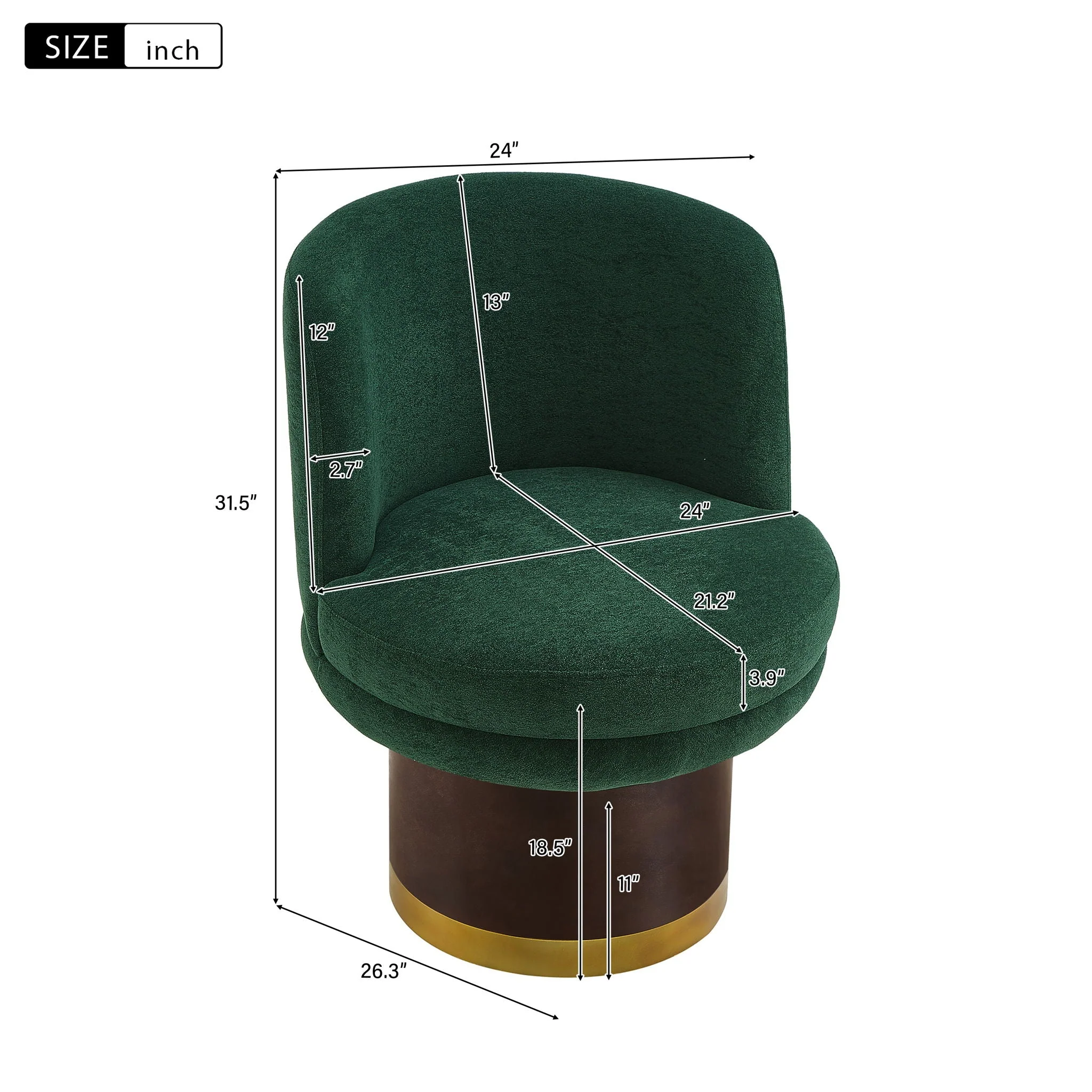 Round Swivel Accent Chair With Ergonomic Backrest For Living Room - Image 7