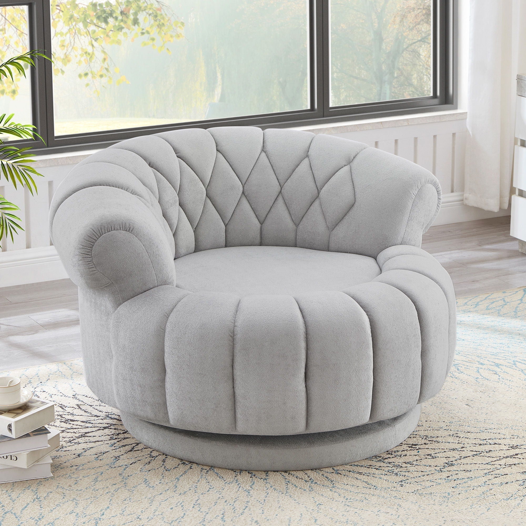Round Swivel Accent Chair With Rotation - Image 9