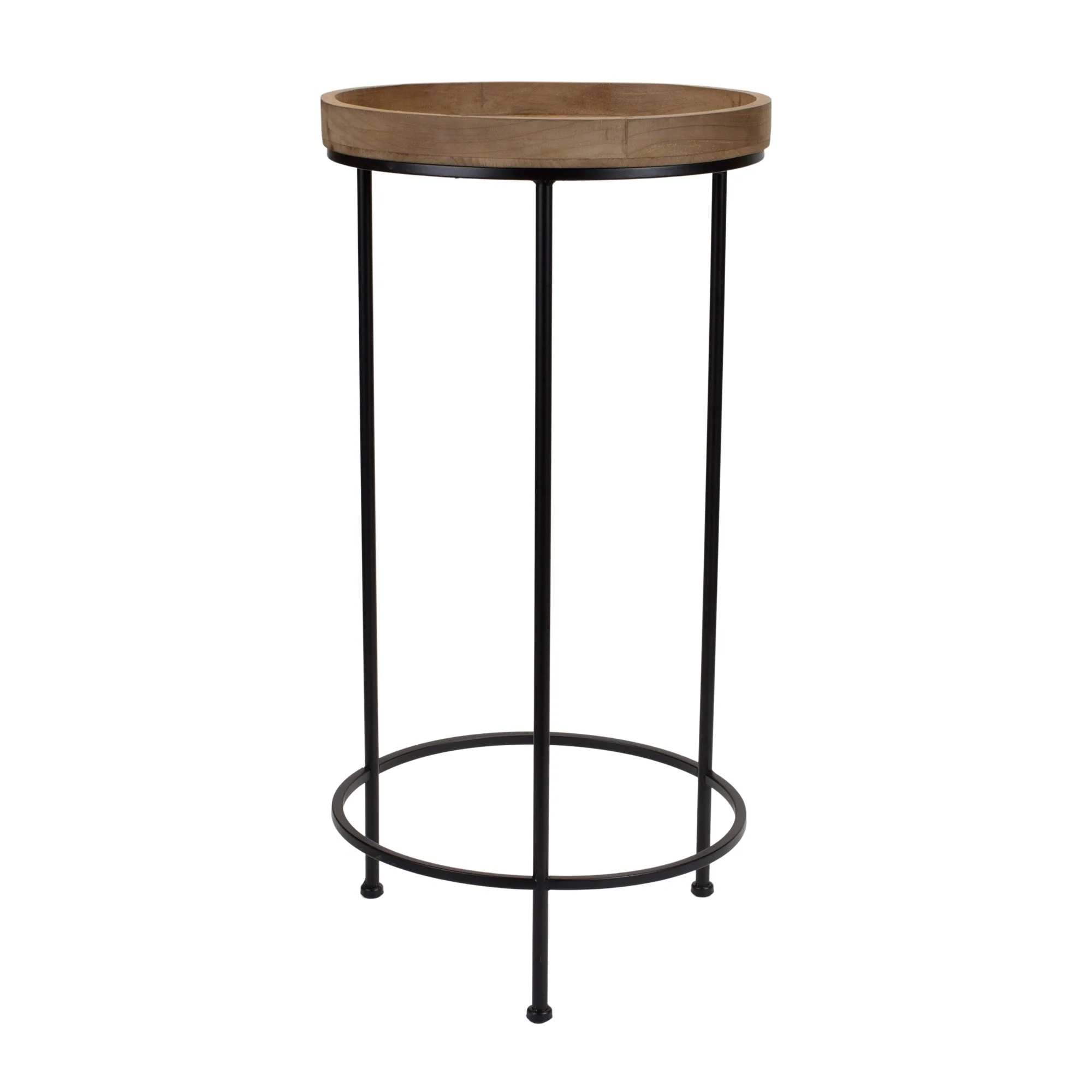 Round Wood and Metal Plant Stand Table (Set of 3) - Image 5