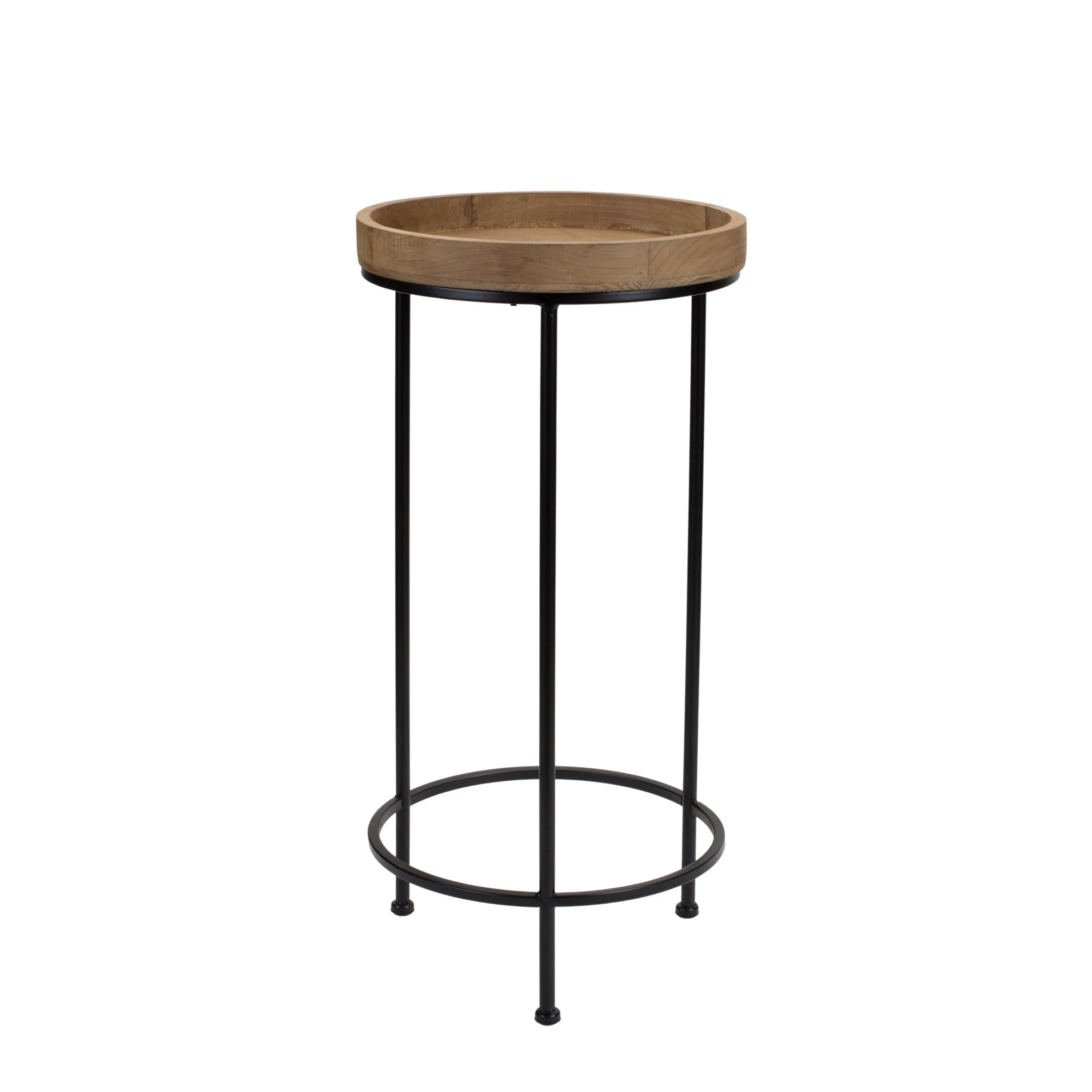 Round Wood and Metal Plant Stand Table (Set of 3) - Image 6