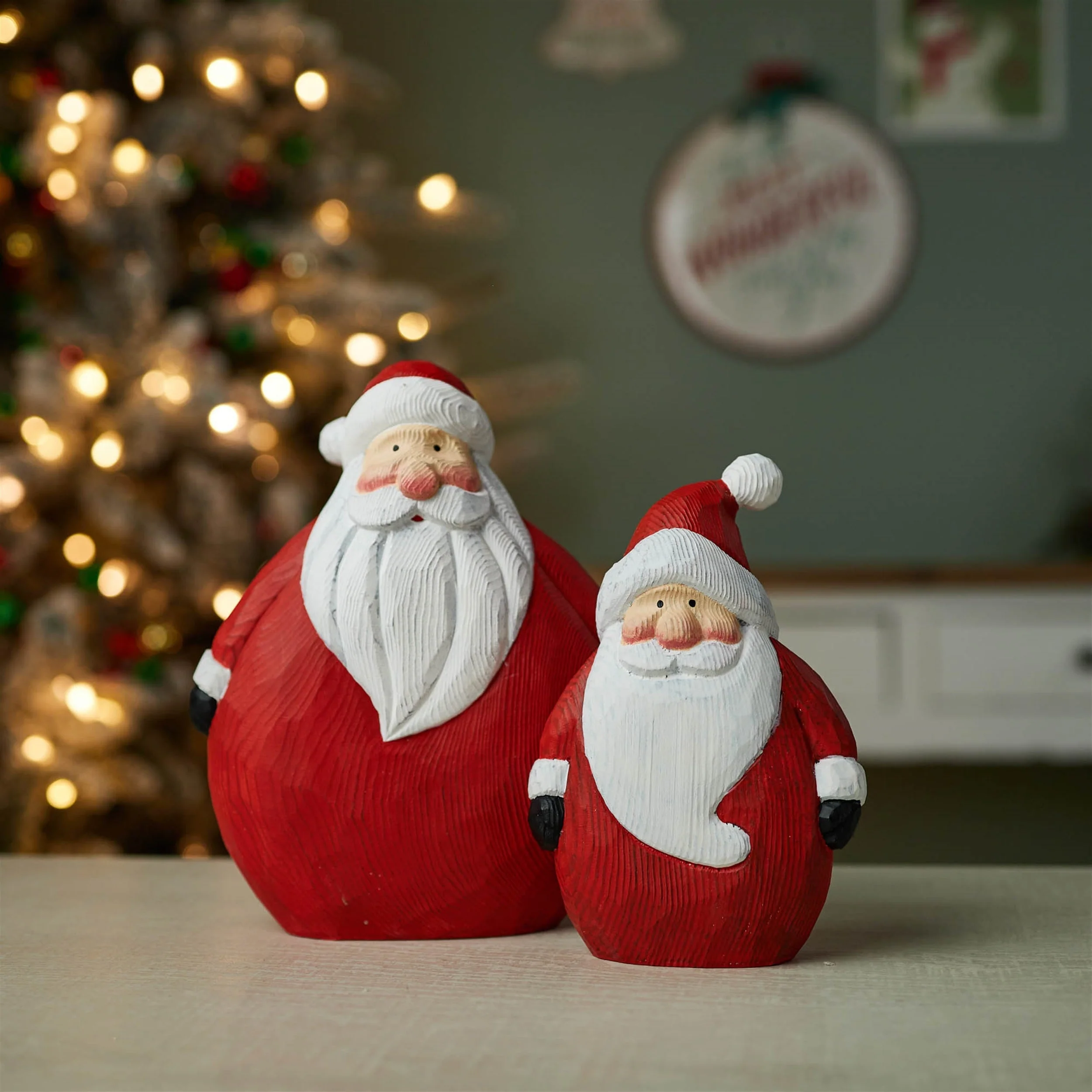 Round wood santa figurine (set of 4) - Image 2