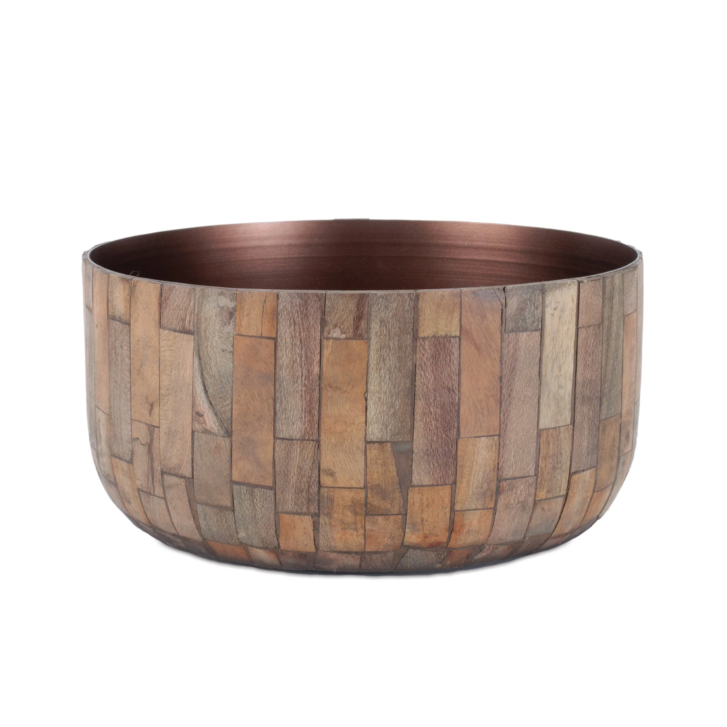 Round Wooden Bowl Planter (Set of 2) - Image 3