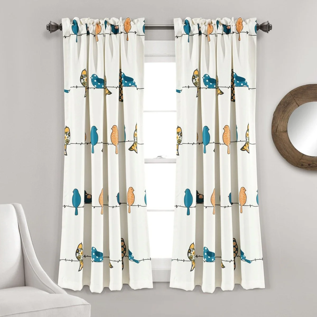 Rowley Birds Light Filtering Window Curtain Set - Image 8