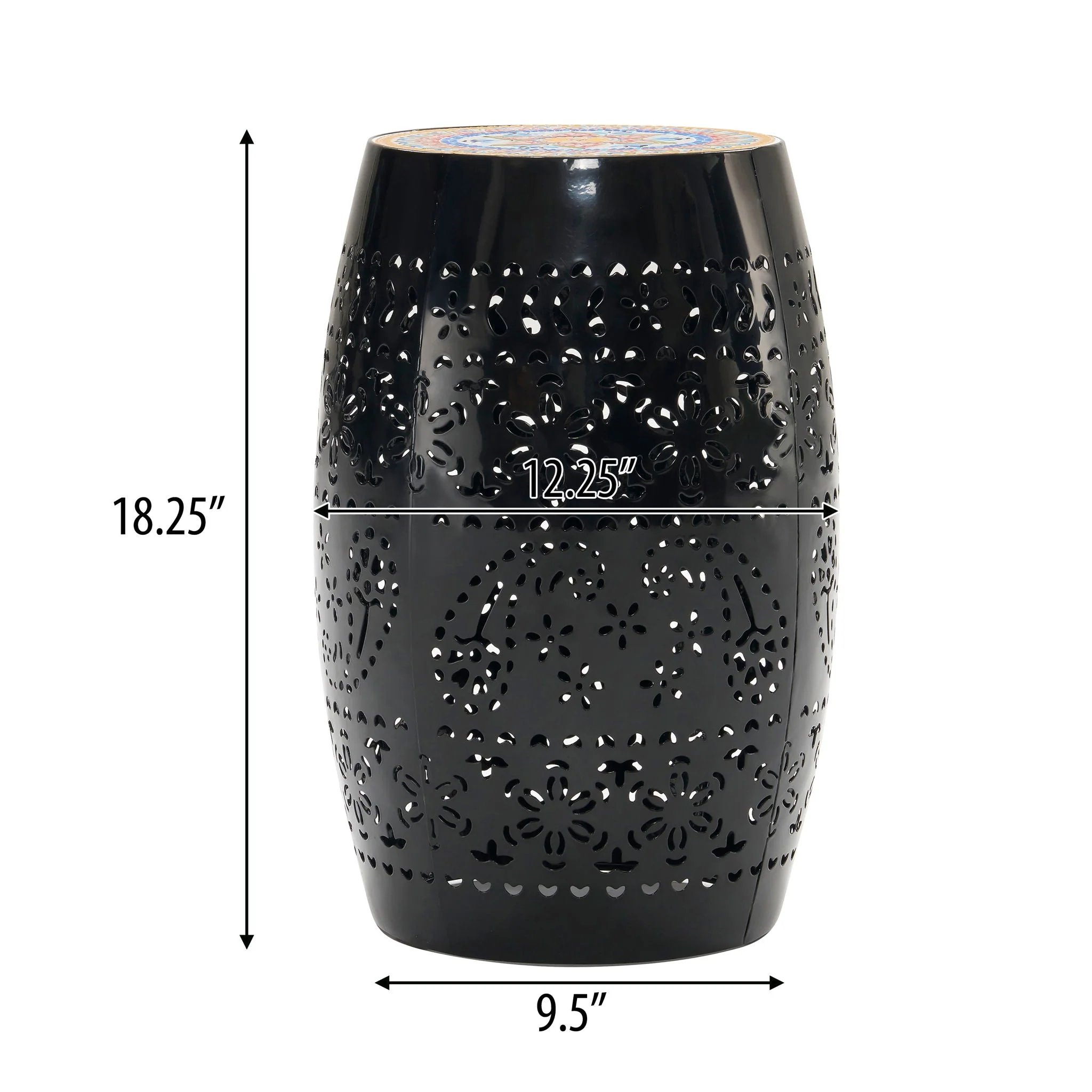Ruby Boho Mosaic Side Table with Ceramic Tile Top - Image 4