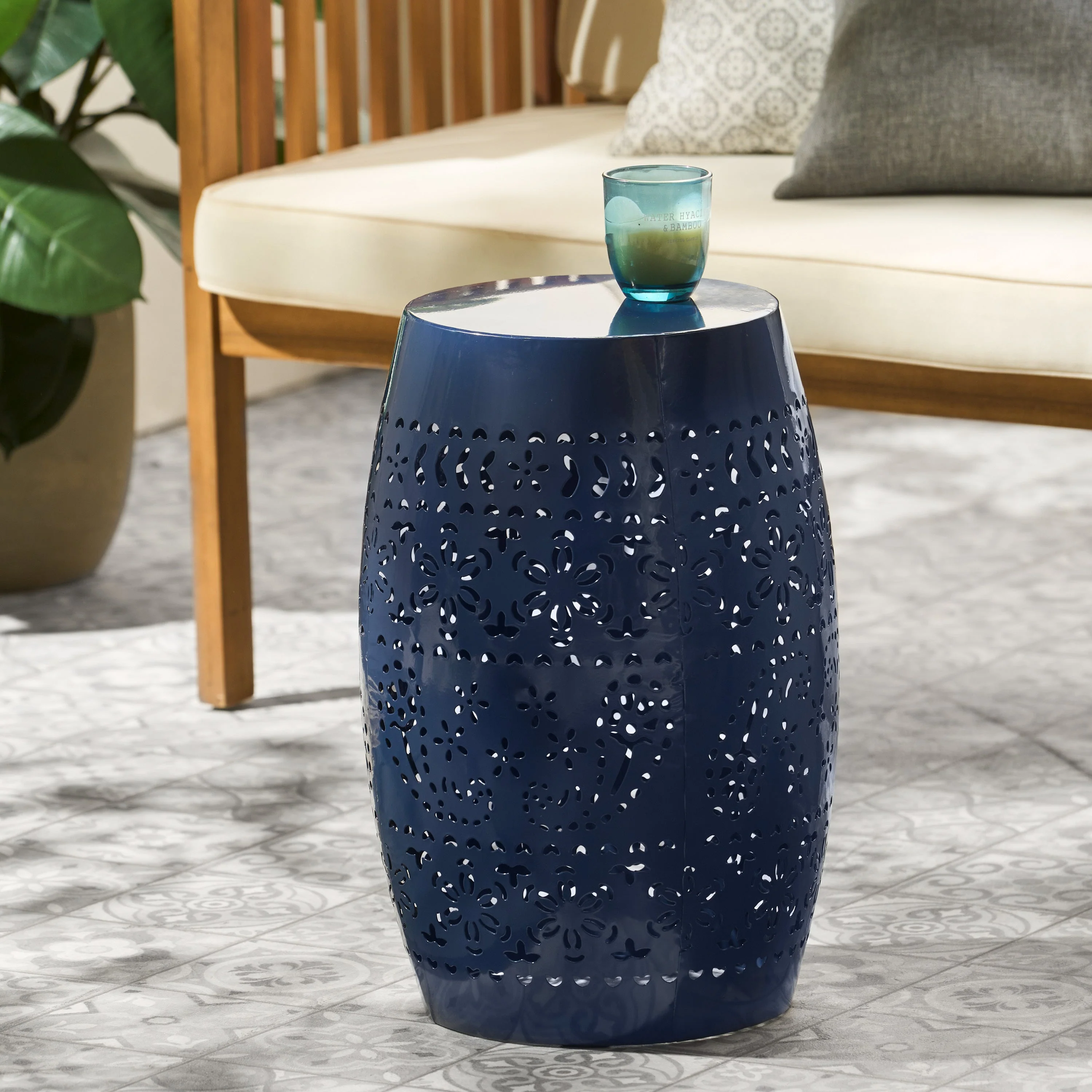 Ruby Side Table Lace Cut Metal End Table for Outdoor & Indoor Use - Image 5
