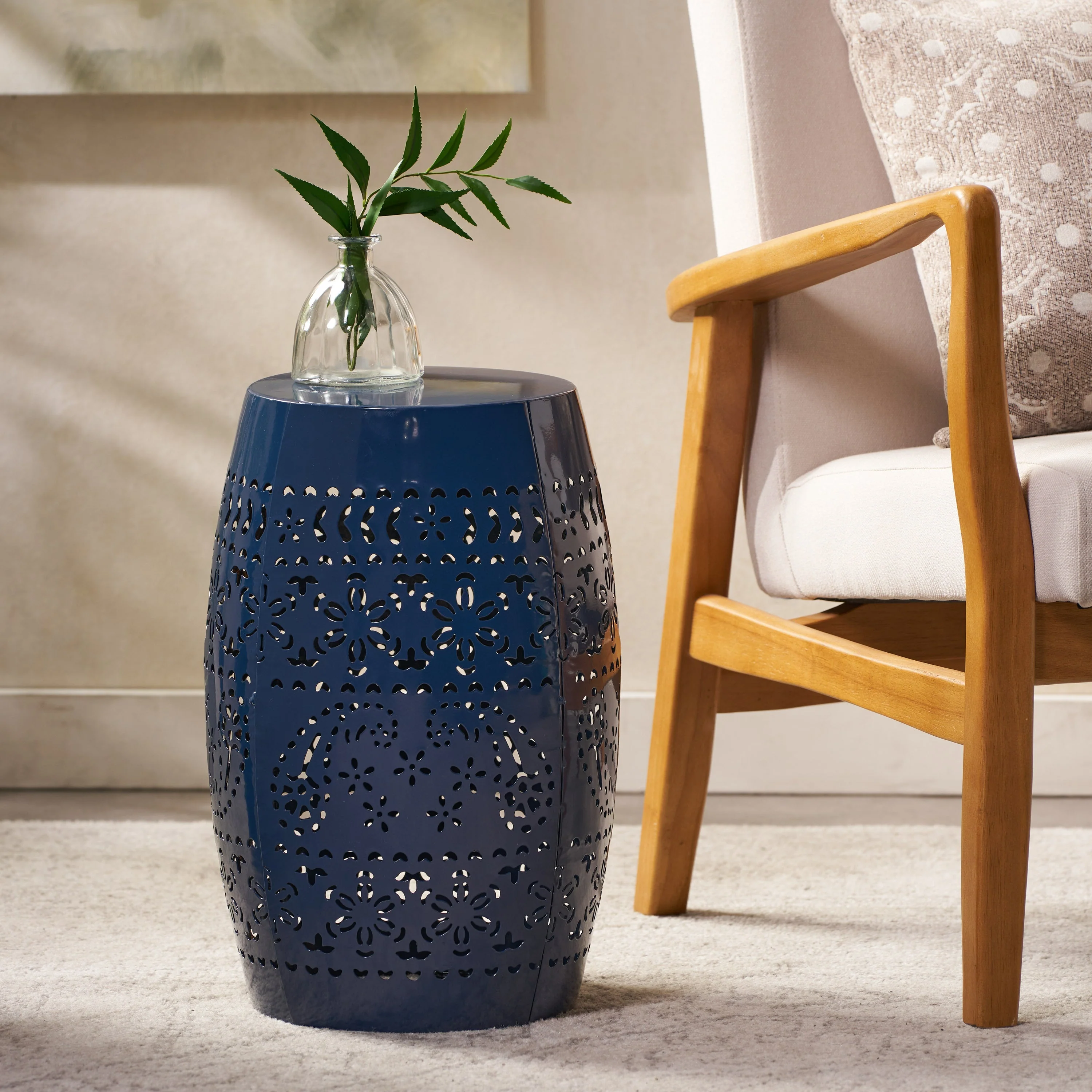 Ruby Side Table Lace Cut Metal End Table for Outdoor & Indoor Use - Image 6