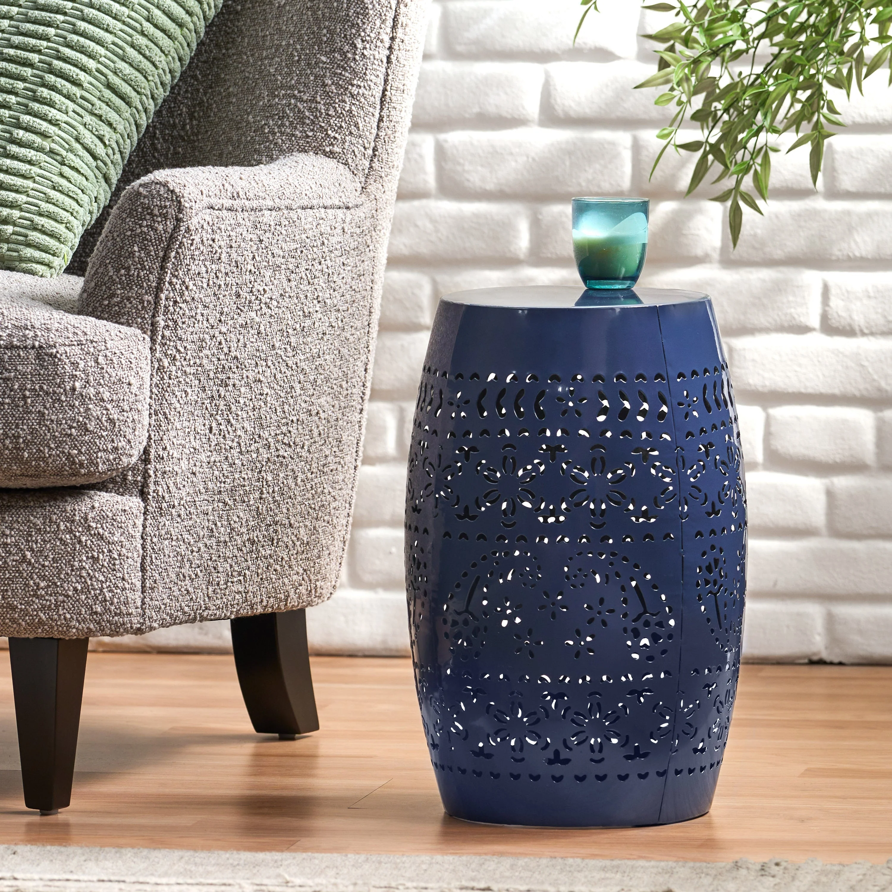 Ruby Side Table Lace Cut Metal End Table for Outdoor & Indoor Use - Image 7