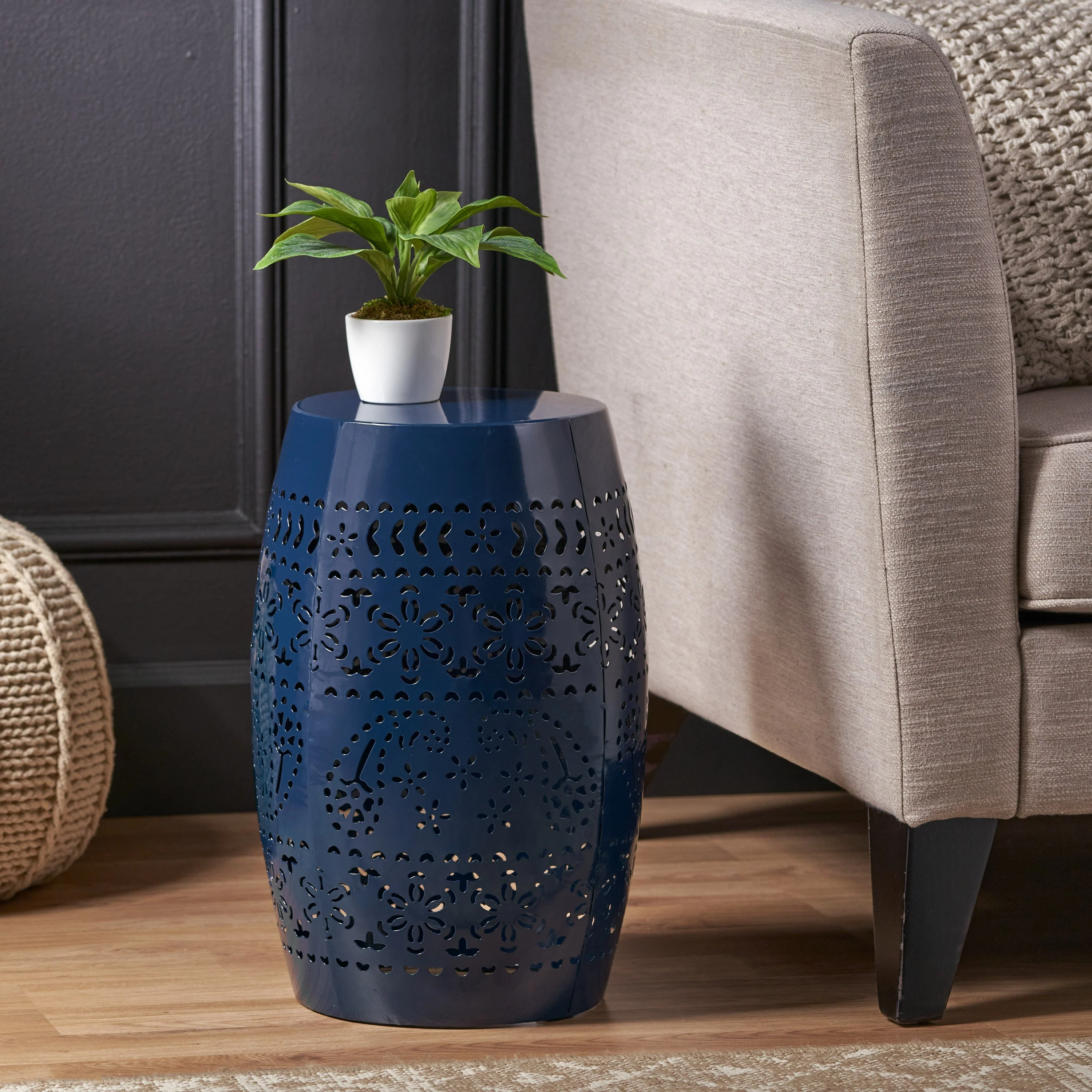Ruby Side Table Lace Cut Metal End Table for Outdoor & Indoor Use - Image 9