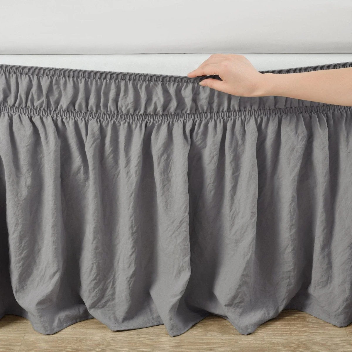 Ruched Ruffle Elastic Easy Wrap Around Bed Skirt - Image 6