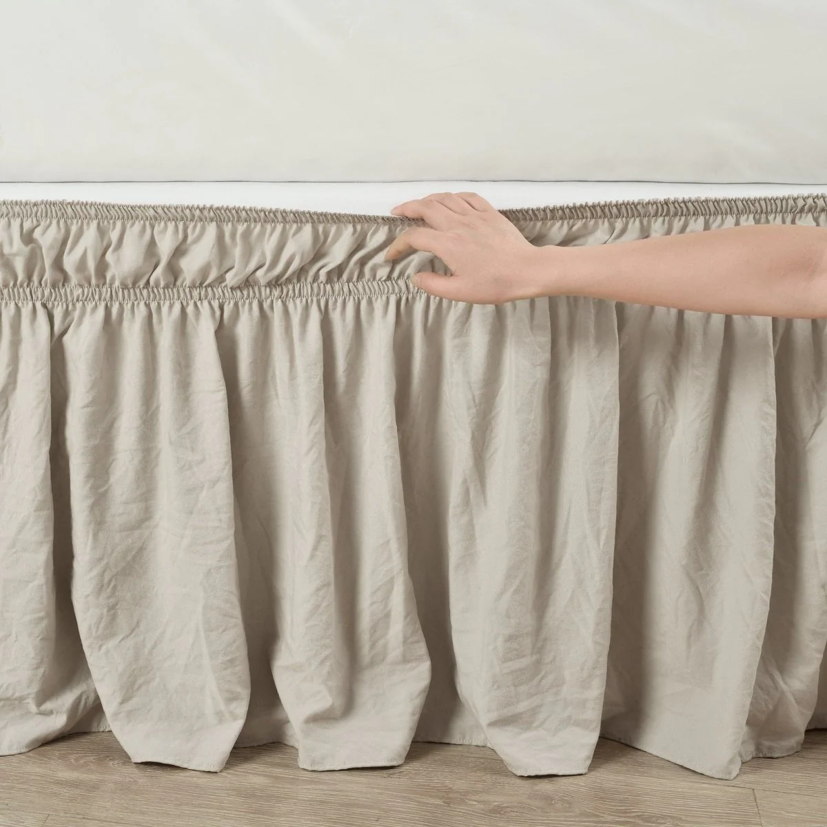Ruched Ruffle Elastic Easy Wrap Around Bed Skirt - Image 9