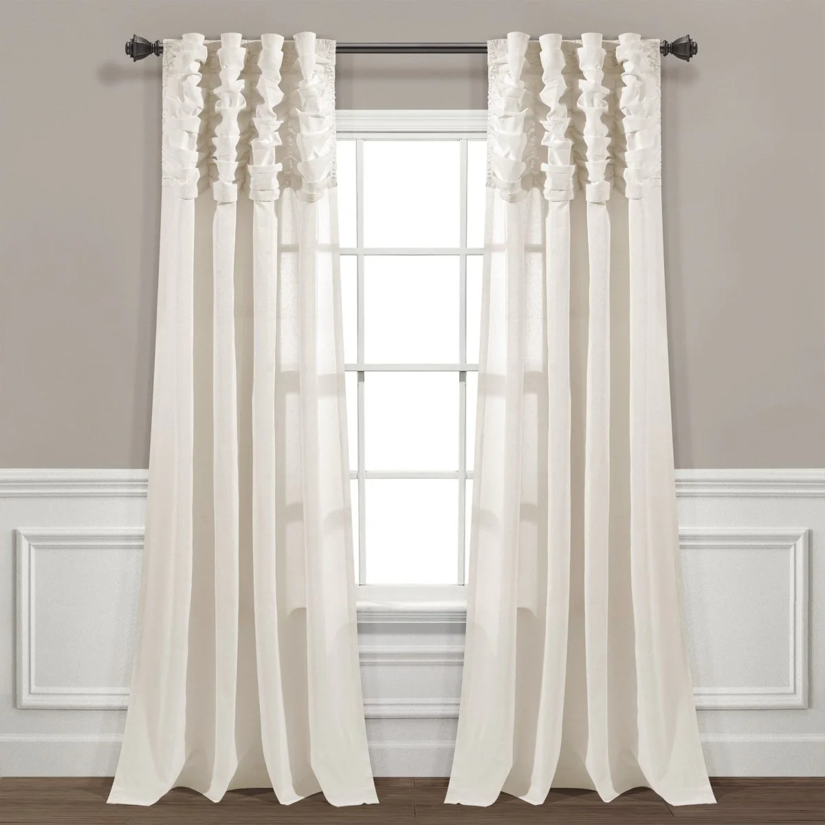 Ruched Waterfall Faux Linen Window Curtain Panel - Image 13