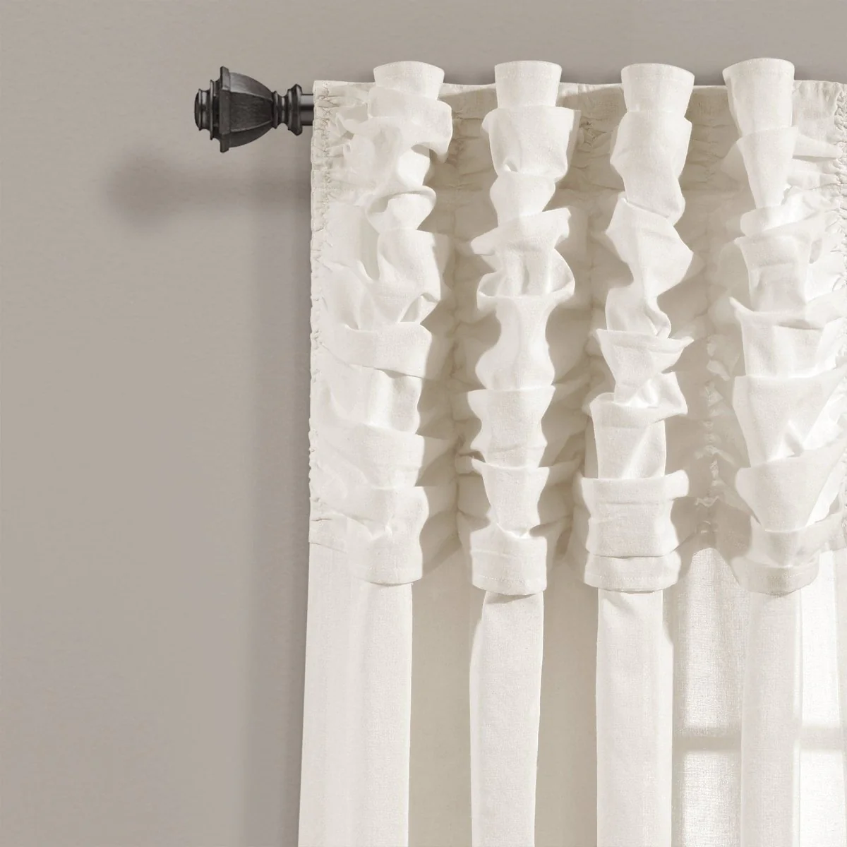 Ruched Waterfall Faux Linen Window Curtain Panel - Image 14