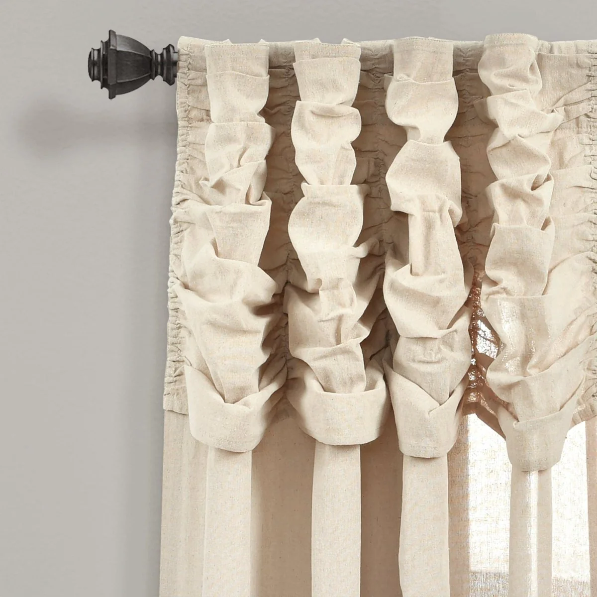 Ruched Waterfall Faux Linen Window Curtain Panel - Image 2