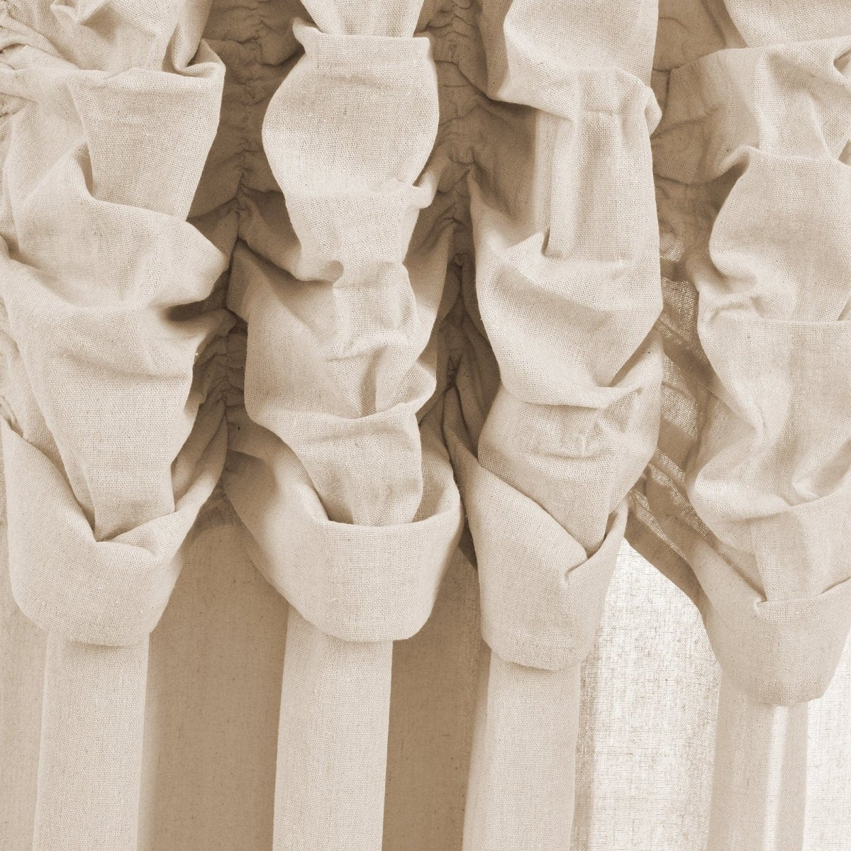 Ruched Waterfall Faux Linen Window Curtain Panel - Image 3