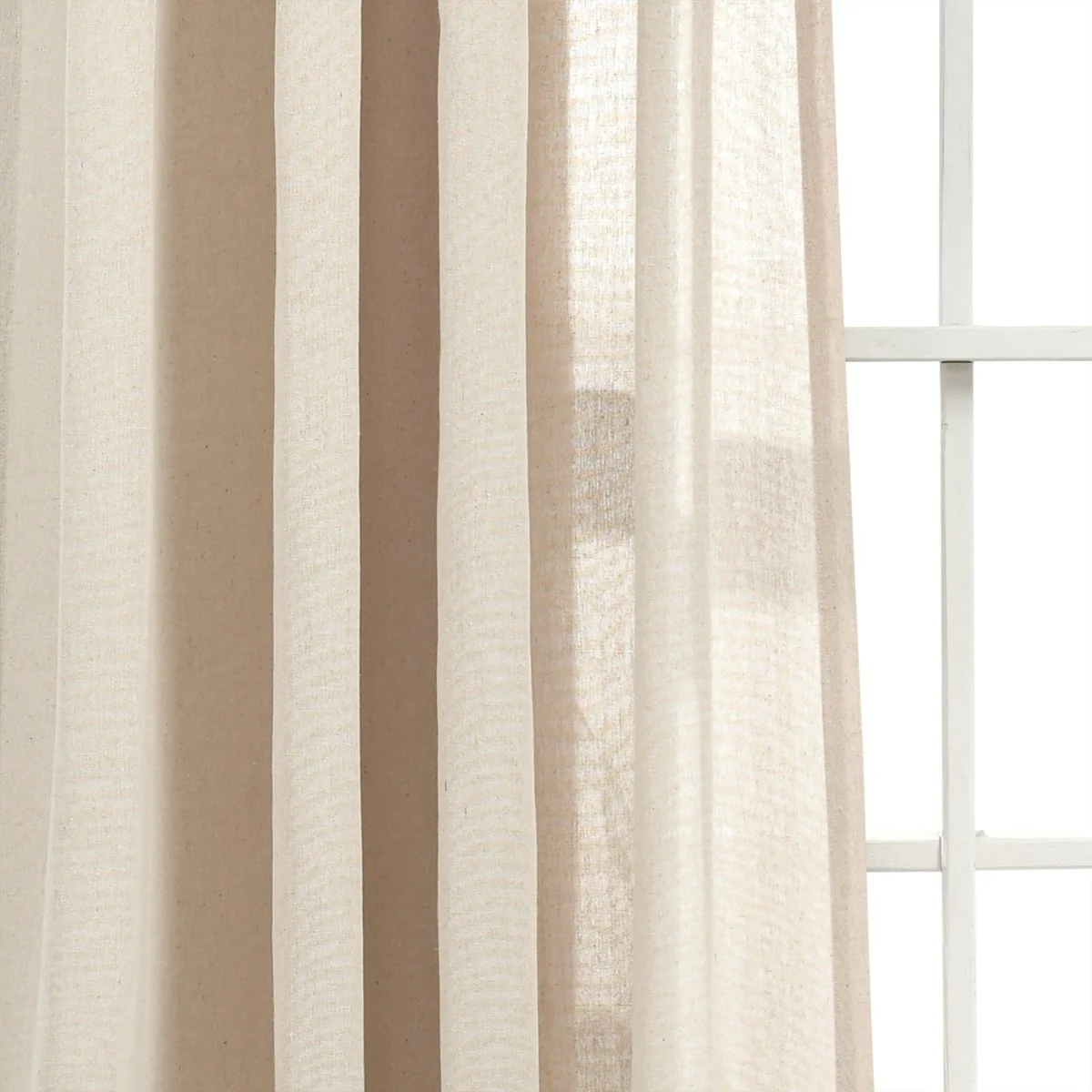 Ruched Waterfall Faux Linen Window Curtain Panel - Image 4
