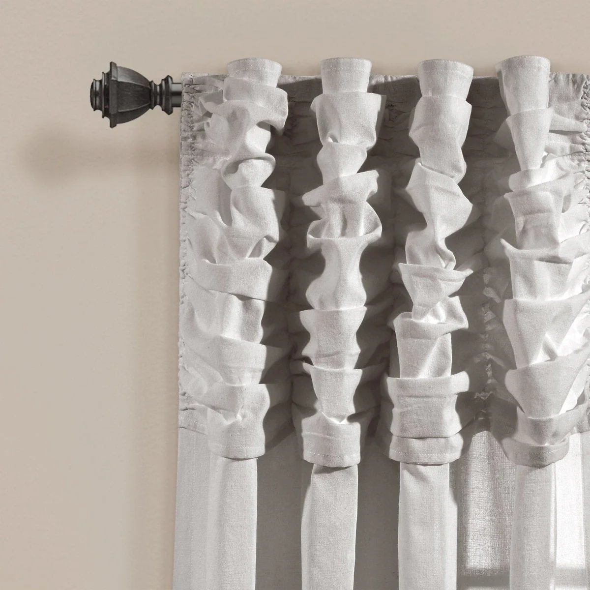 Ruched Waterfall Faux Linen Window Curtain Panel - Image 8