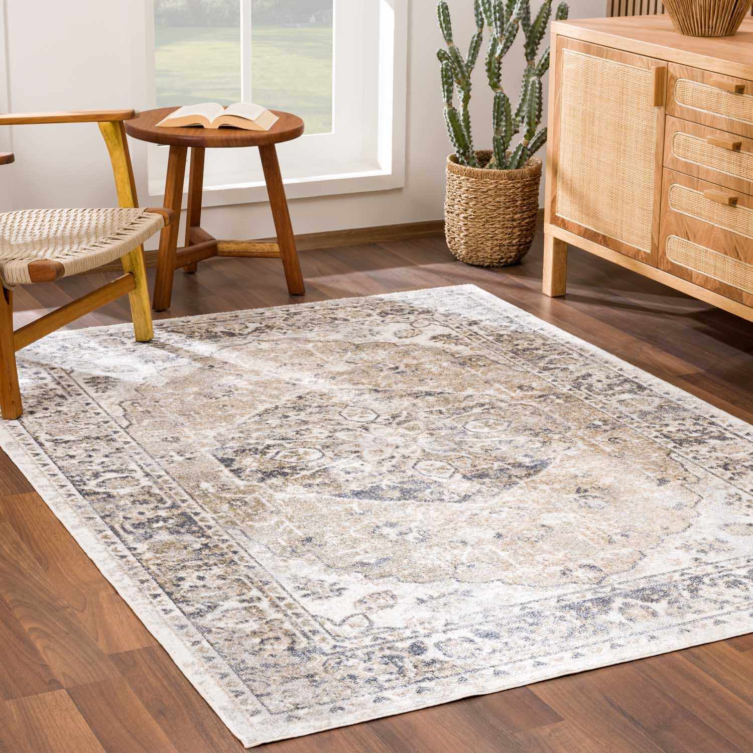 Rudo Beige Flat Pile Washable Rug - Image 18