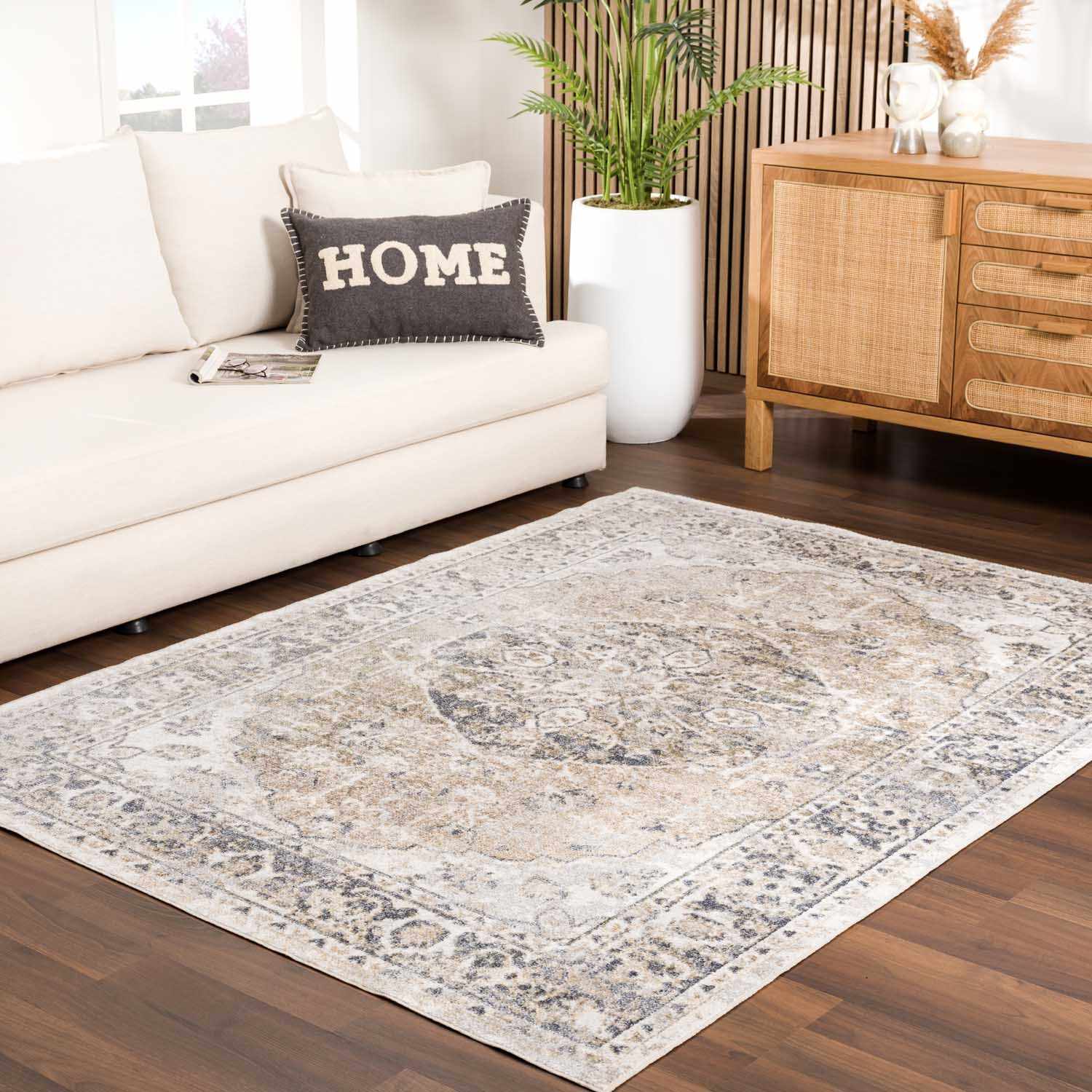 Rudo Beige Flat Pile Washable Rug - Image 3