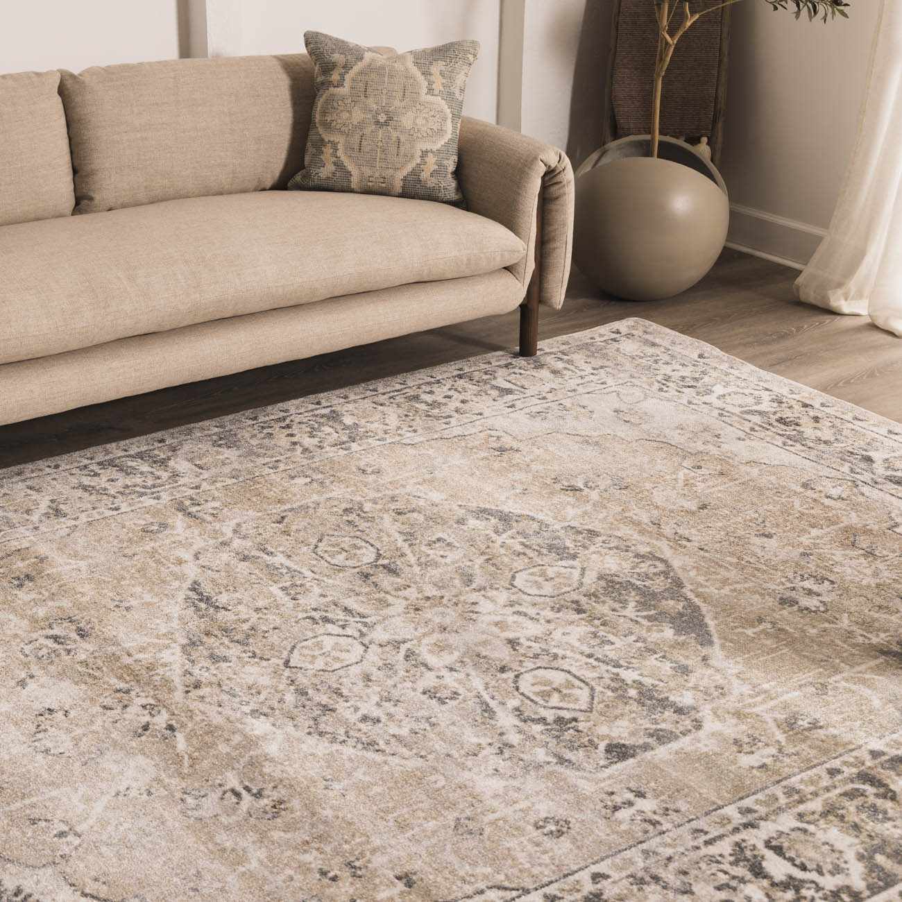 Rudo Beige Flat Pile Washable Rug - Image 6