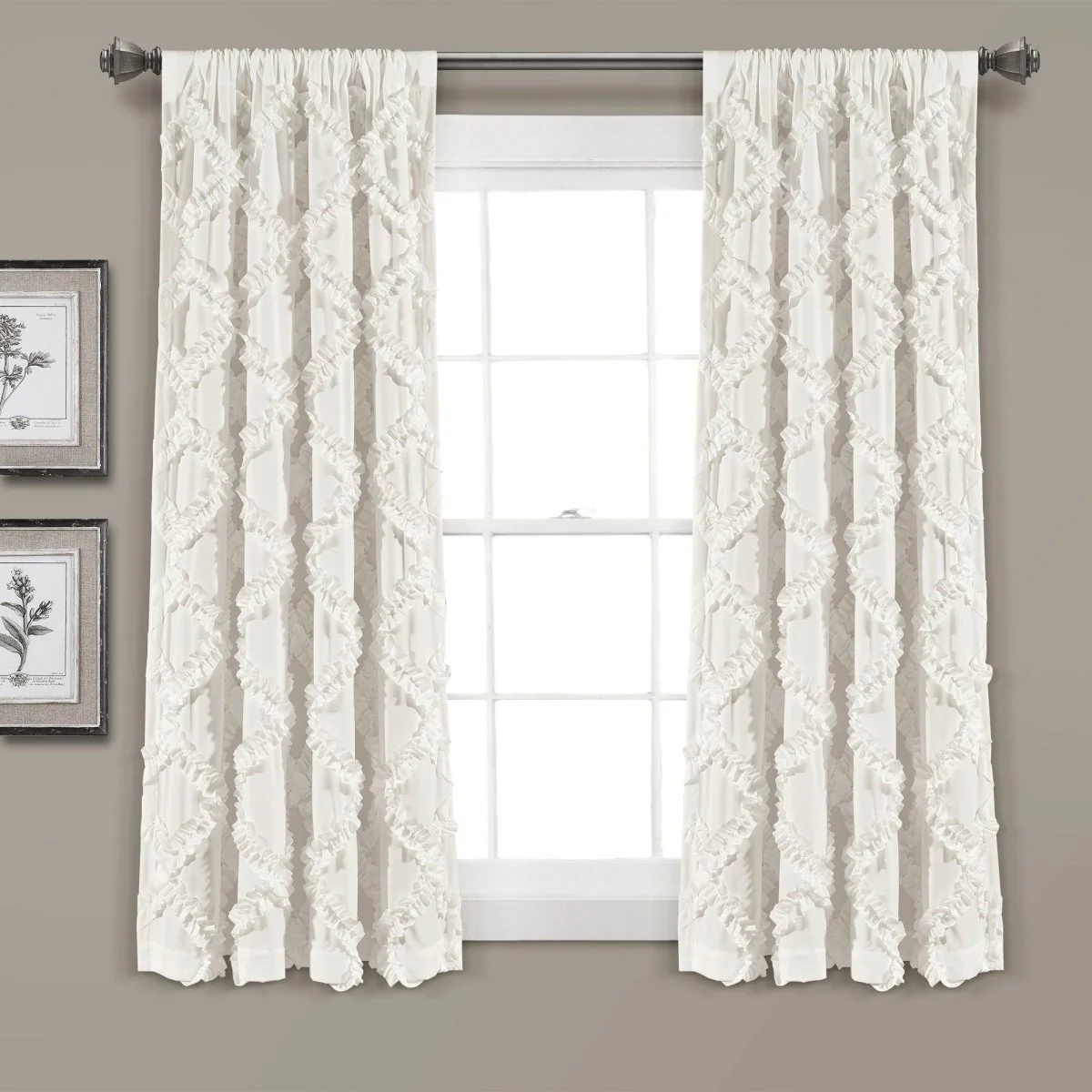 Ruffle Diamond Window Curtain Set - Image 2