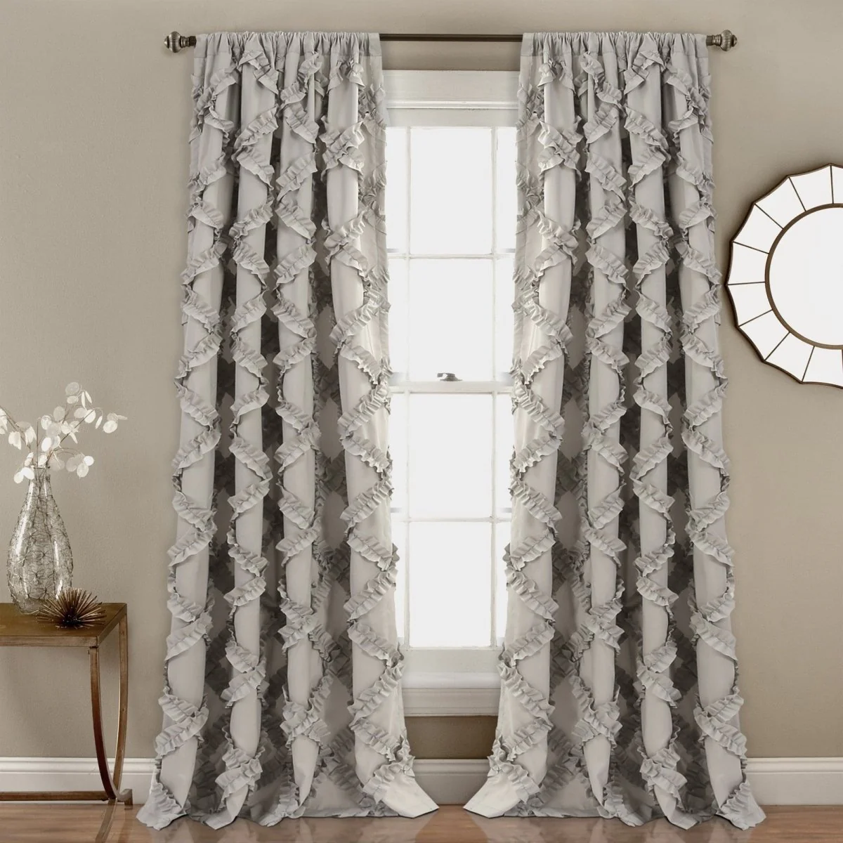 Ruffle Diamond Window Curtain Set - Image 3