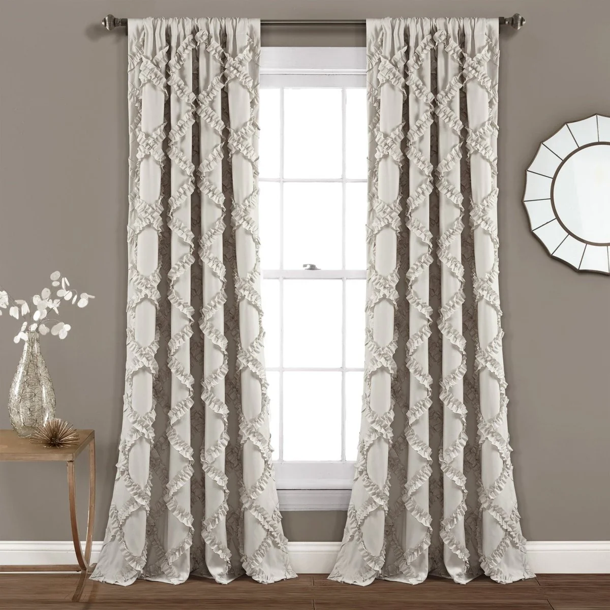 Ruffle Diamond Window Curtain Set - Image 5