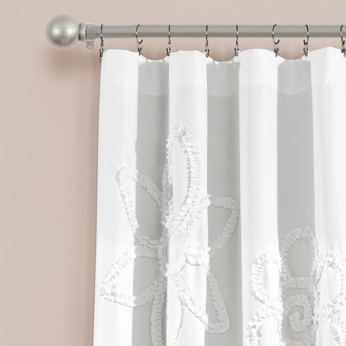 Ruffle Flower Window Curtain Panel Set - Image 2