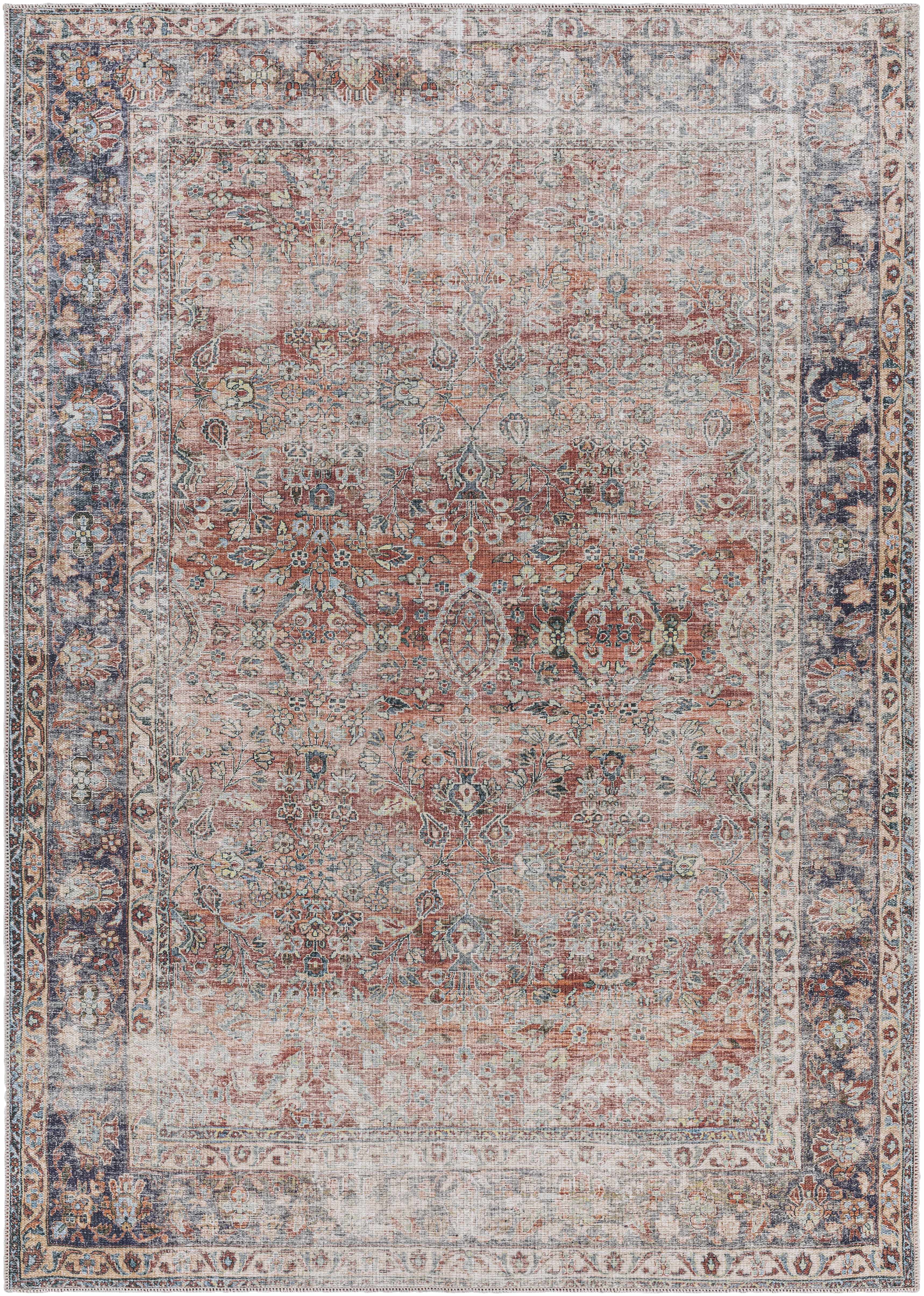 Rust Anahawan Distressed Washable Area Rug - Clearance - Image 11
